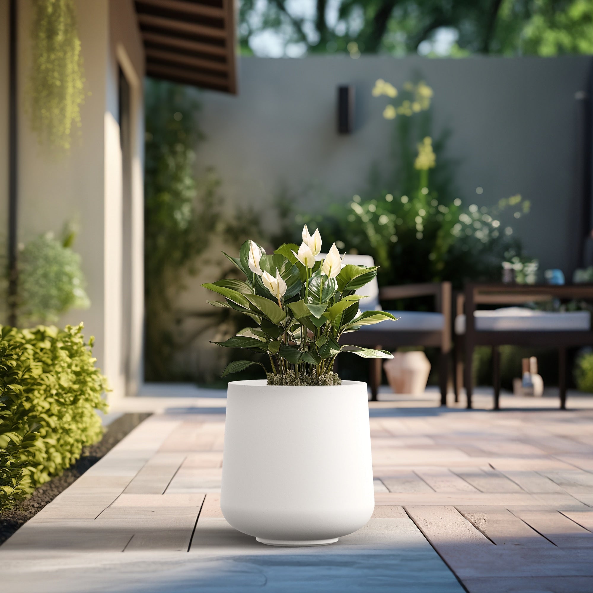 Tall Concrete Round Plant Pots / Large Indoor and Outdoor flower Planters