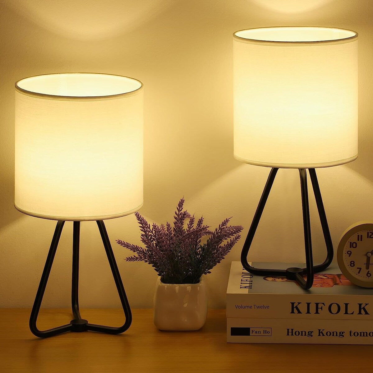 Set of 2 Cute Modern Bedside Nightstand Lamps for Living Room Bedroom