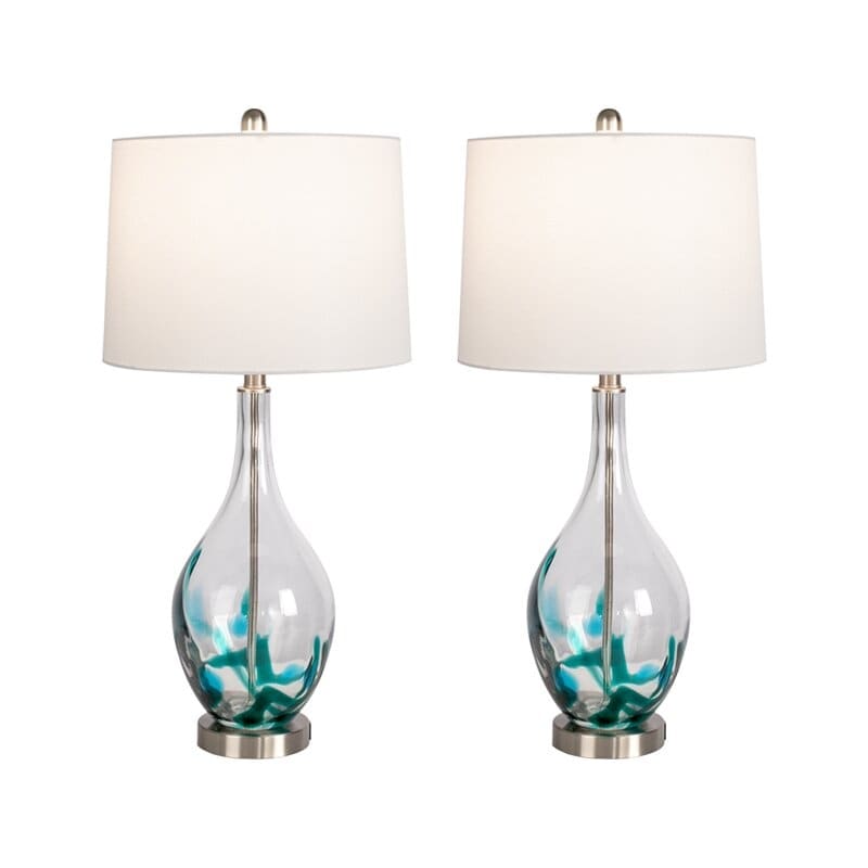 Glass USB Table Lamps (Set of 2 )Modern Bedside Desk Lamp