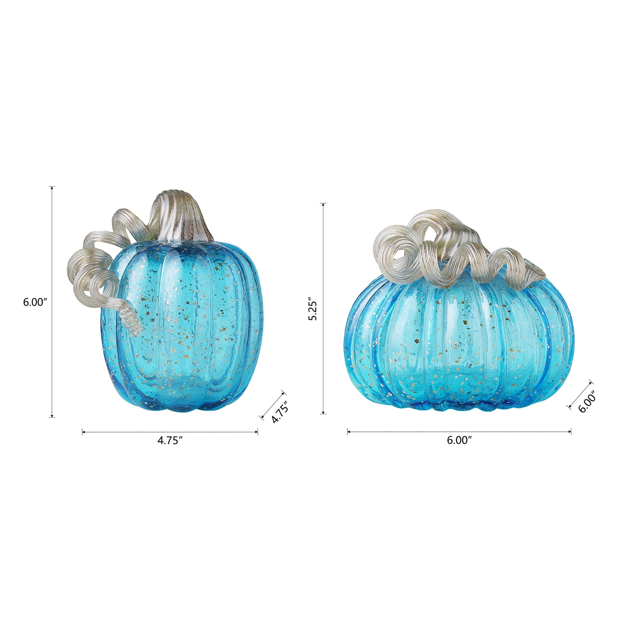 Glitzhome Hand Blown Blue Glass Pumpkin Thanksgiving Table Decor Christmas Gifts