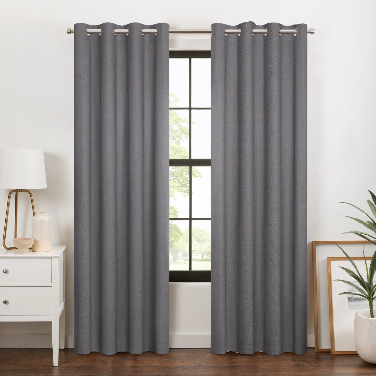 Eclipse Blackout Curtains, Larissa Solid Grommet Curtains