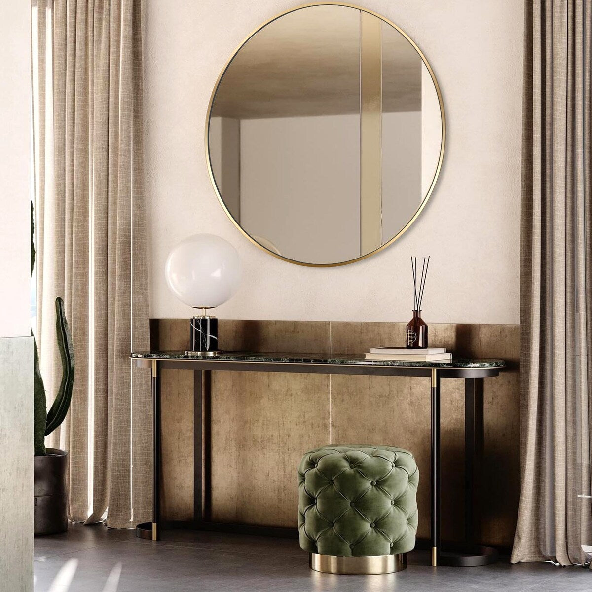 Round Mirror Wall Mounted, Circle Bathroom Vanity Wall Mirror with Metal Frame - 16/20/24/30/32/36