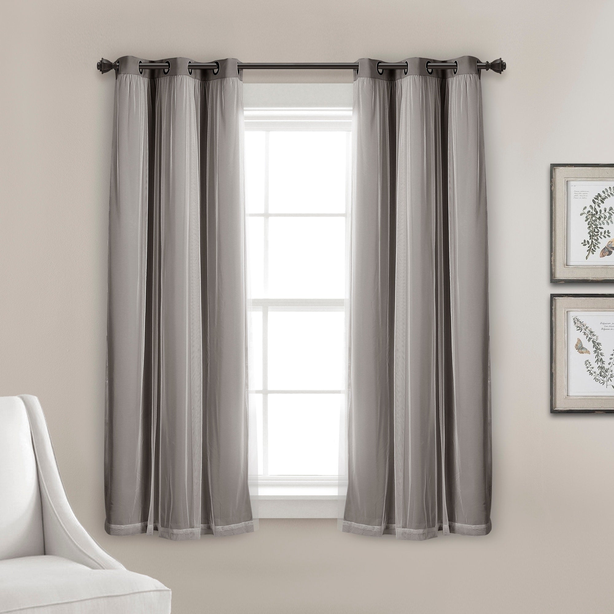 Lush Decor Grommet Sheer Panel Pair with Insulated Blackout Lining