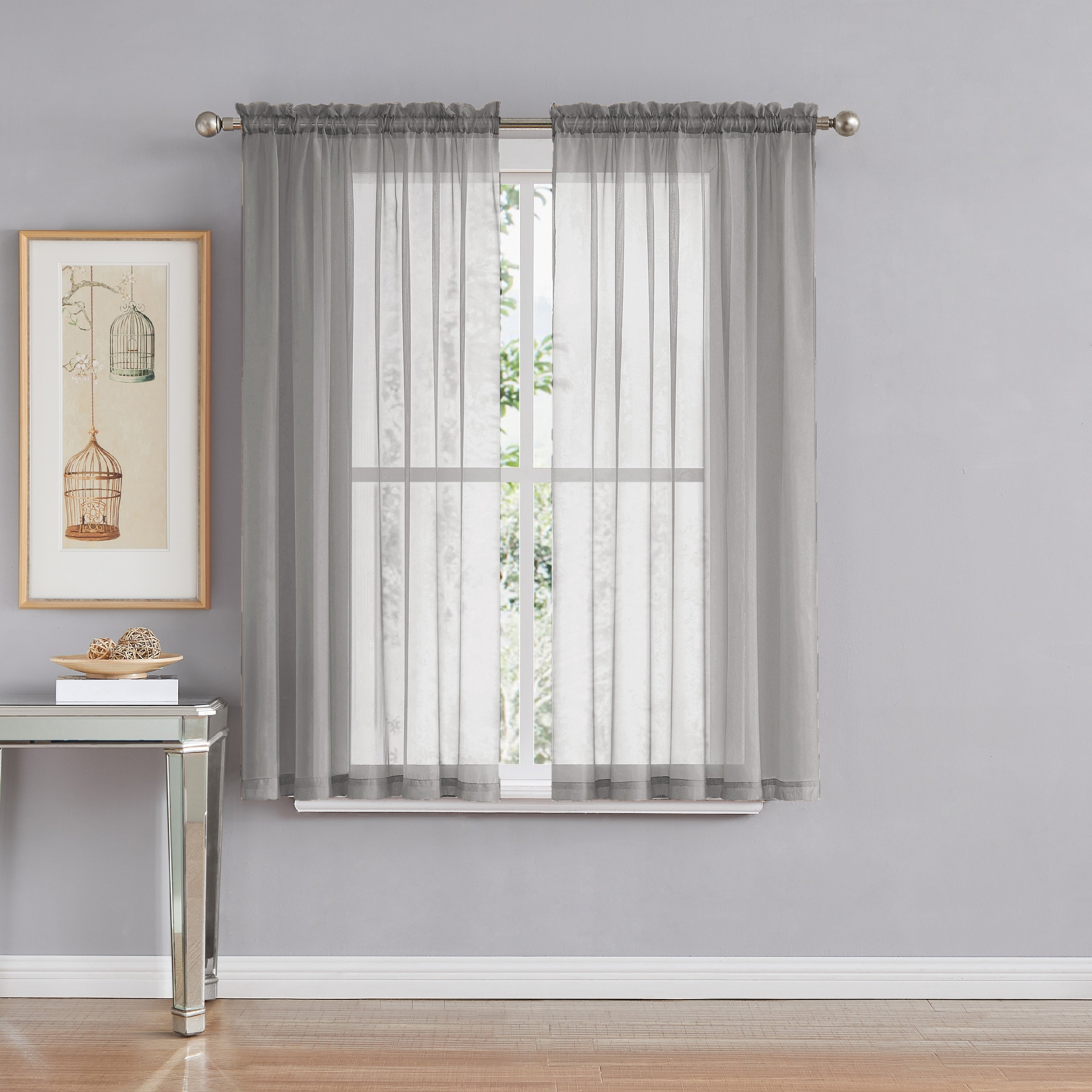 Window Elements Diamond Sheer Voile Extra Wide, 56 Inch Wide. Rod Pocket Curtain Panel