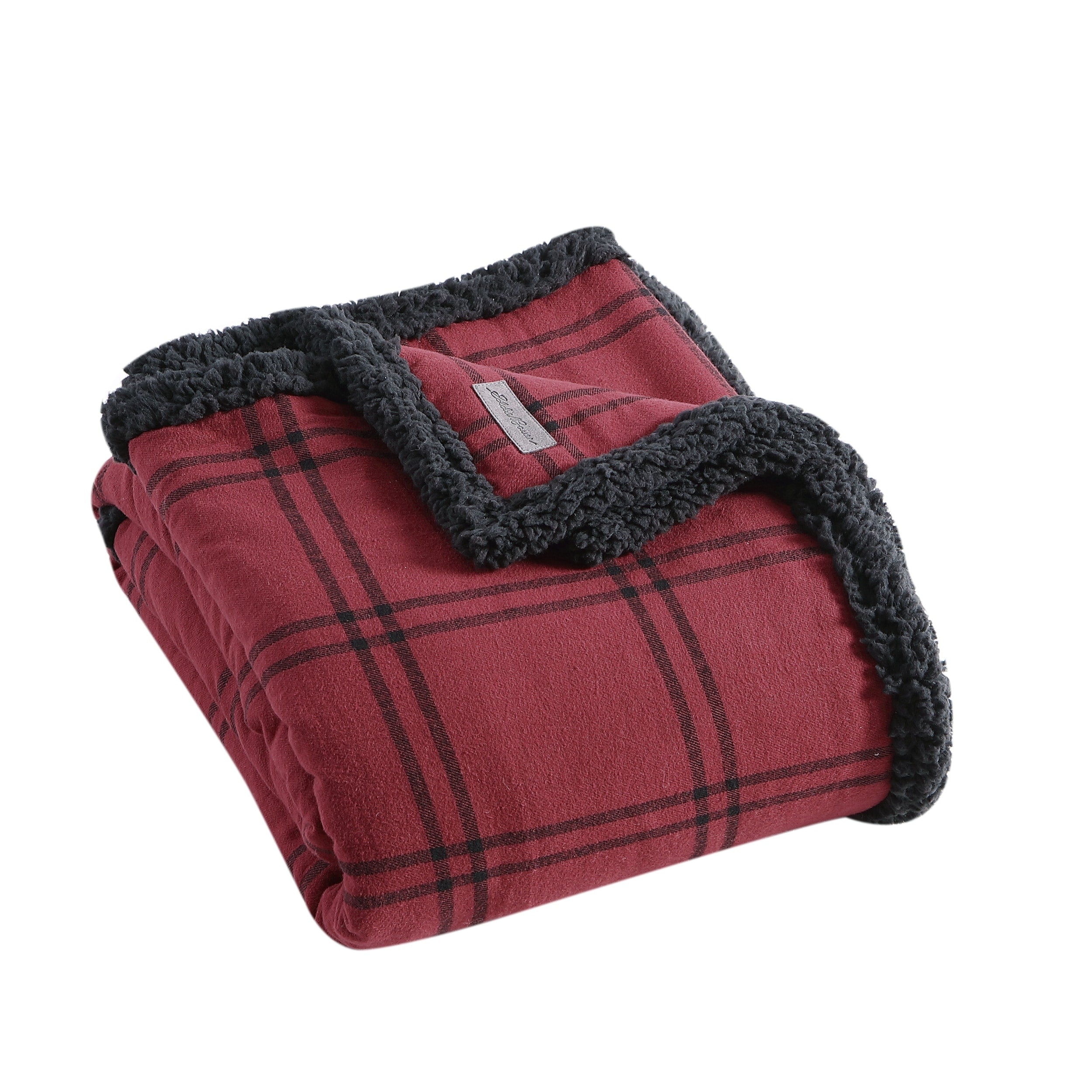 Eddie Bauer Cotton Flannel/Shearling Reverse Throw Blanket