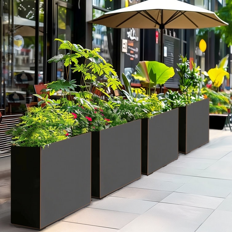 Metallic Heavy Planter for Outdoor Plants, 24.02 H x 30 W x 9.84 D	Tall and Long Metal Divider Planter Box