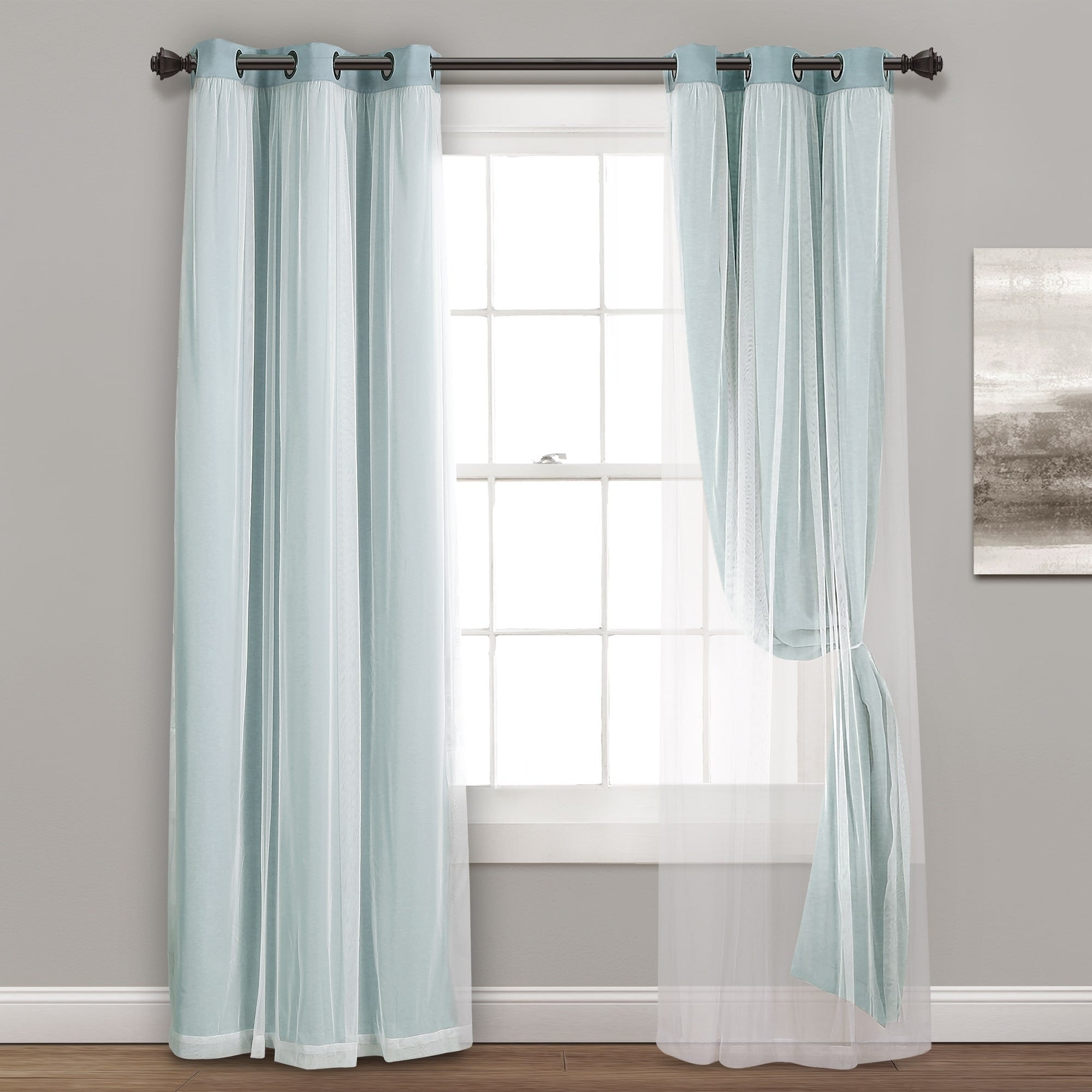 Lush Decor Grommet Sheer Panel Pair with Insulated Blackout Lining