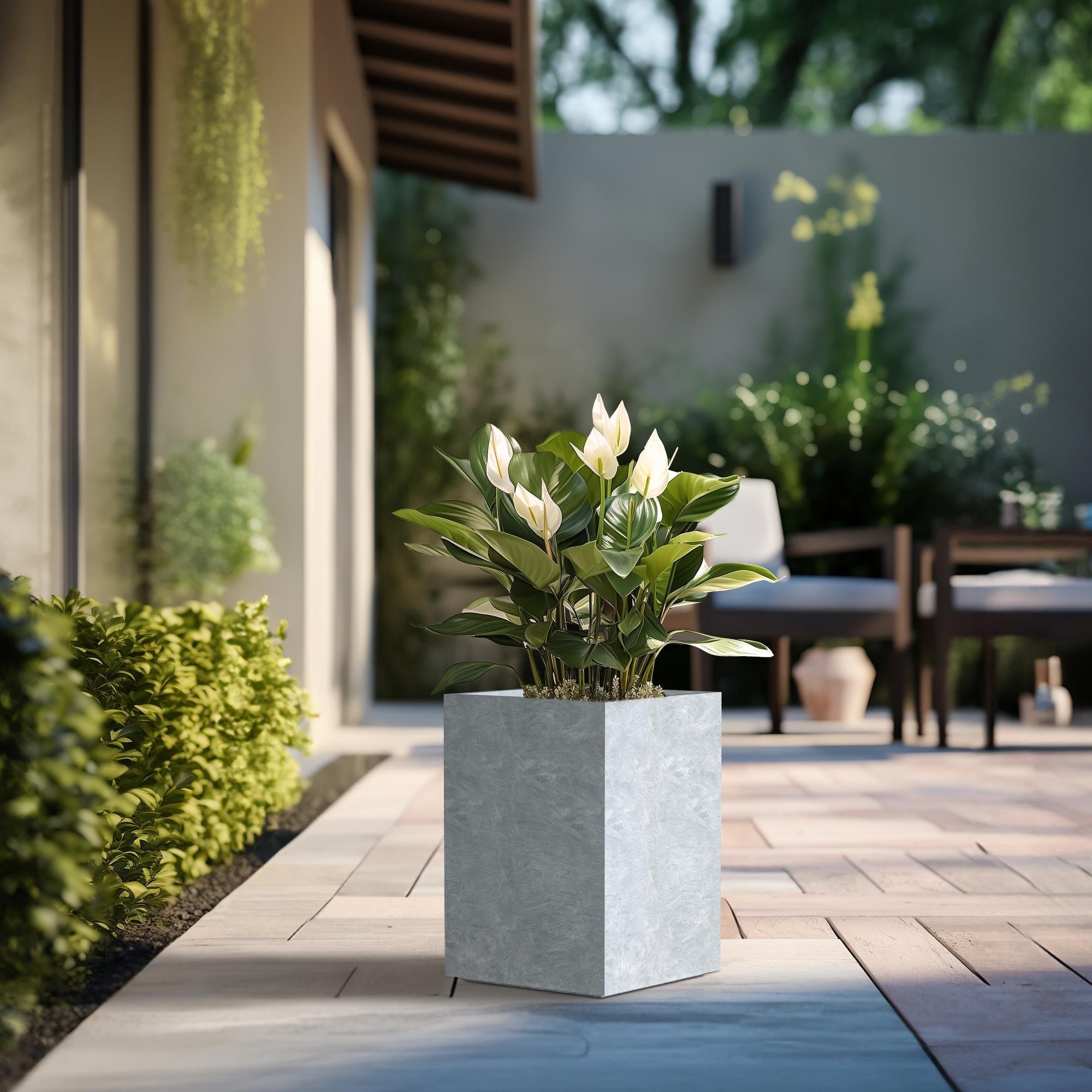 Tall Concrete Rectangle Plant Boxes / Large Indoor and Outdoor Flower Planters