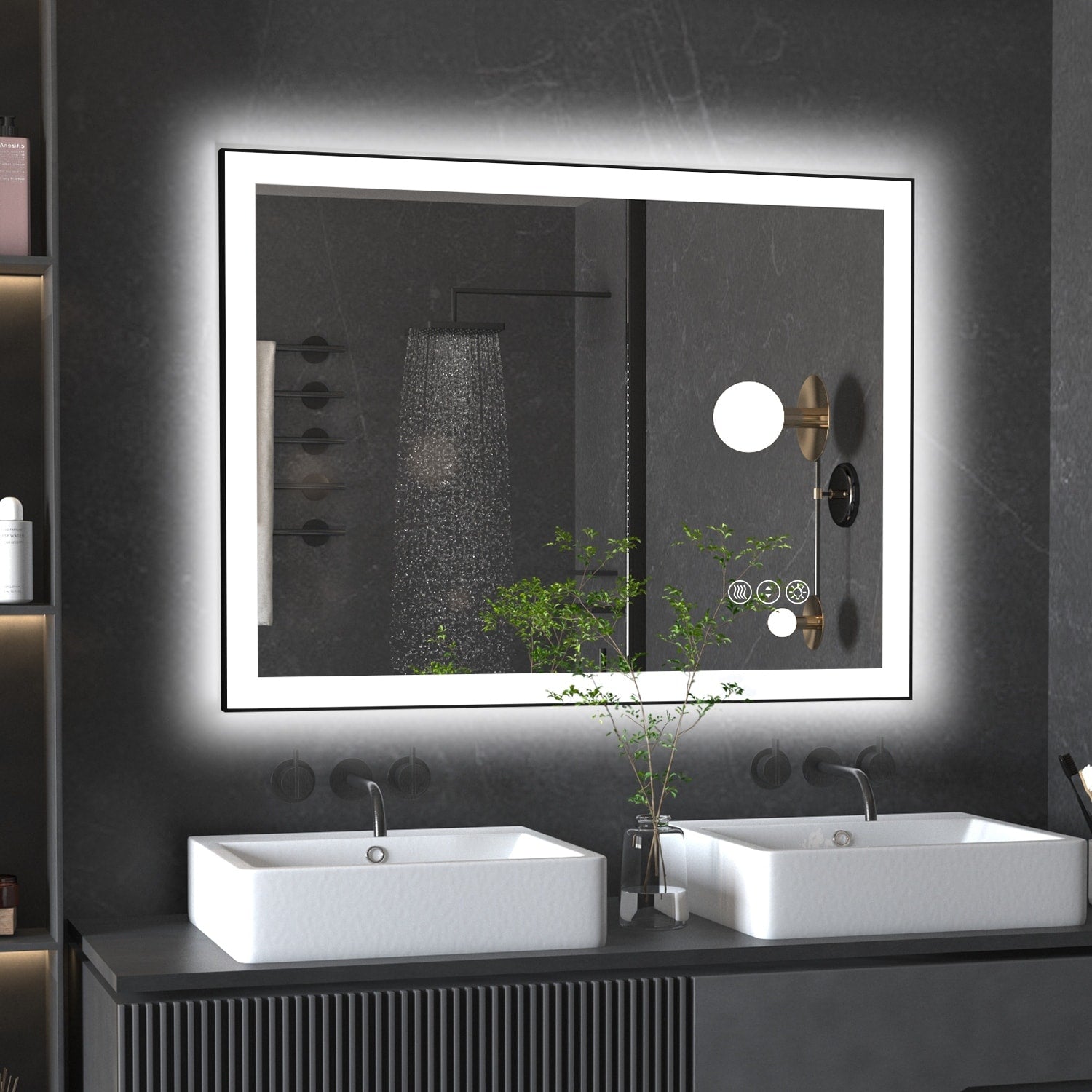 QuivaraView Premium Black Aluminum Framed LED lighting Vanity Mirrors