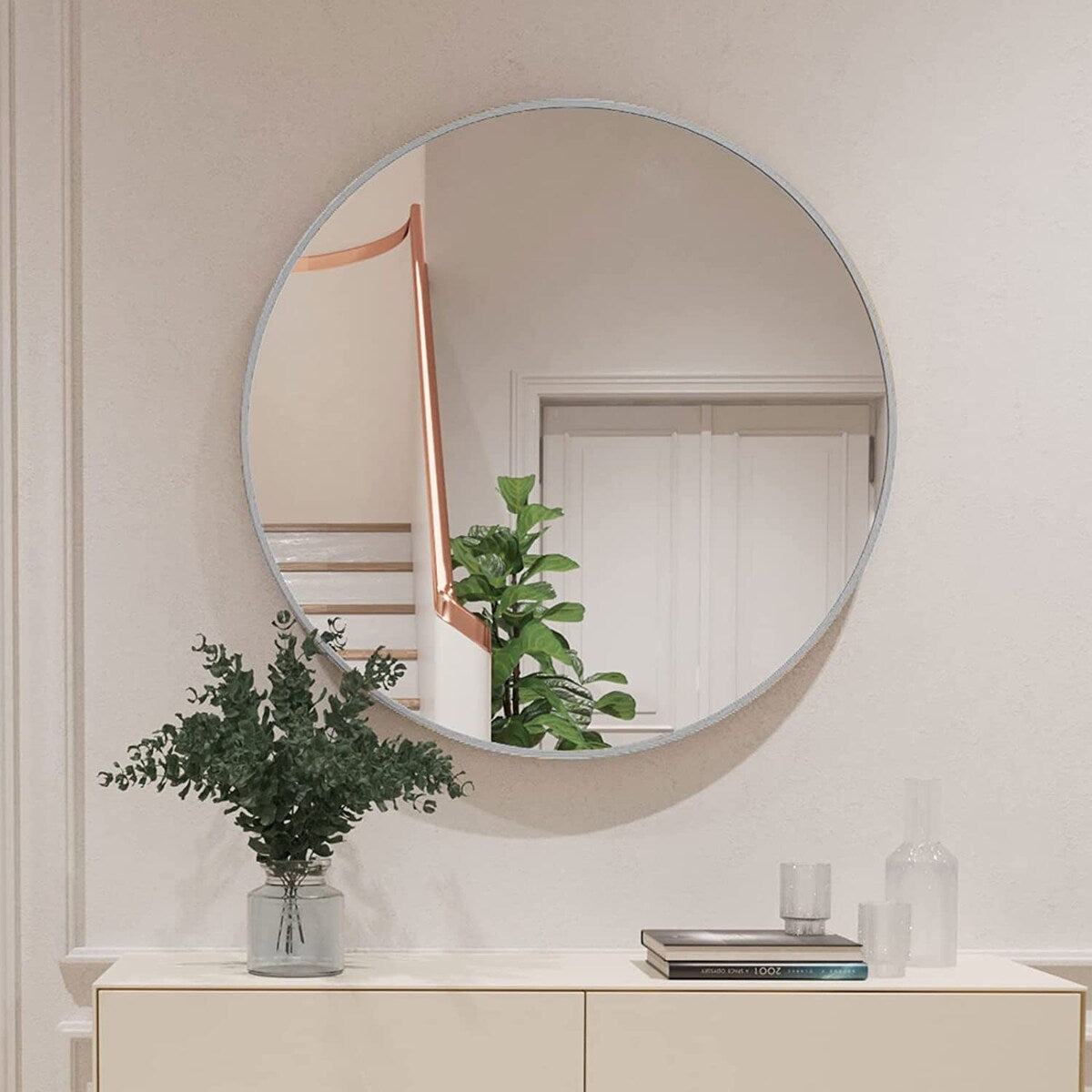 Round Mirror Wall Mounted, Circle Bathroom Vanity Wall Mirror with Metal Frame - 16/20/24/30/32/36