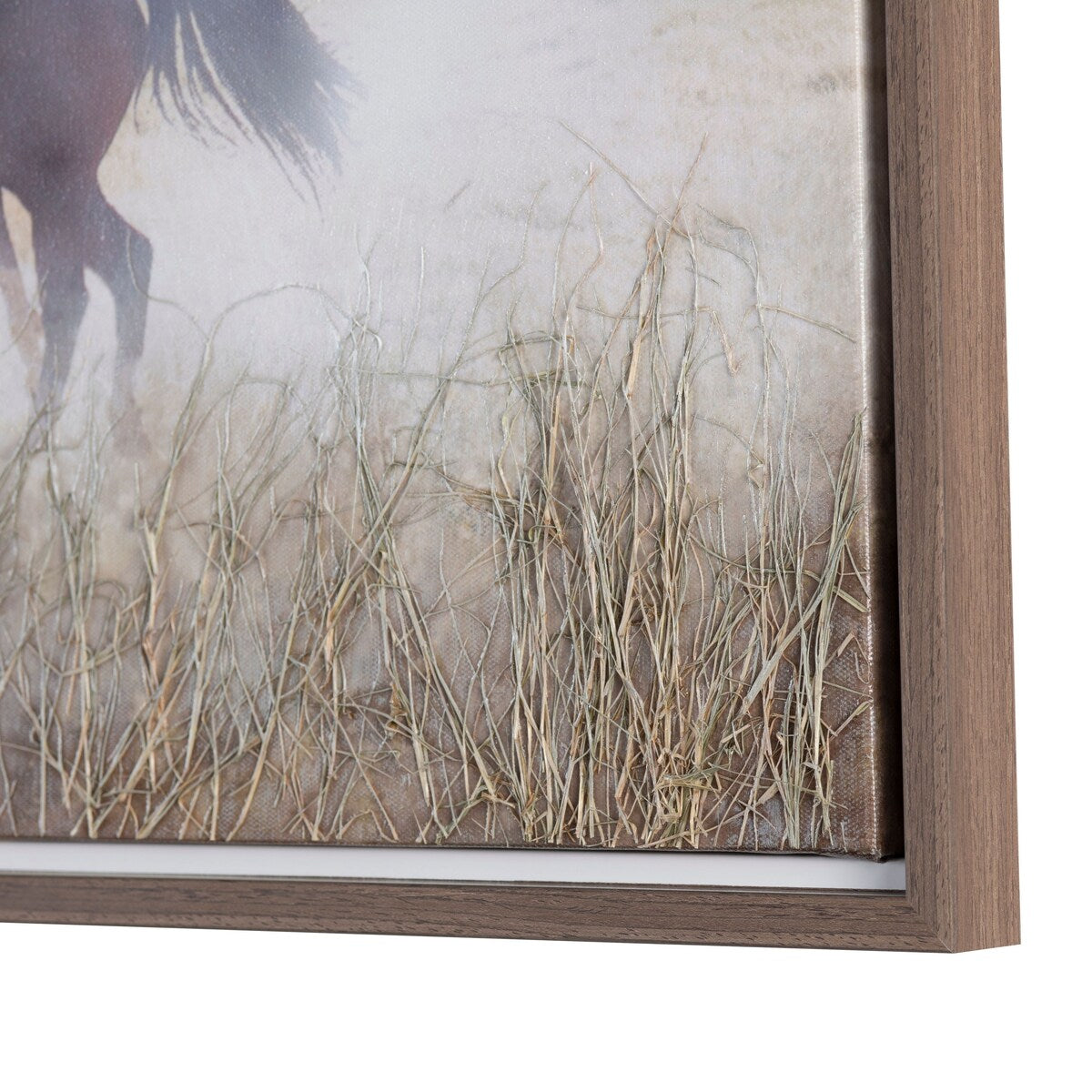 Stampede Canvas Wall Art with Brown Frame - Natural