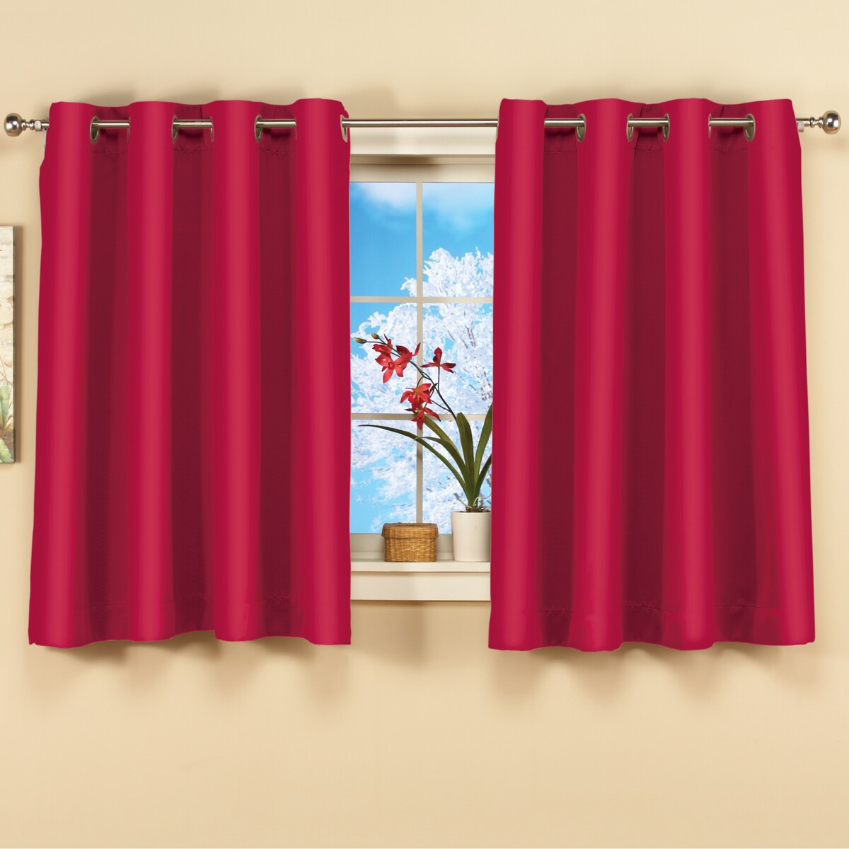 Short Blackout Window Curtain Panel with Easy Open-Close