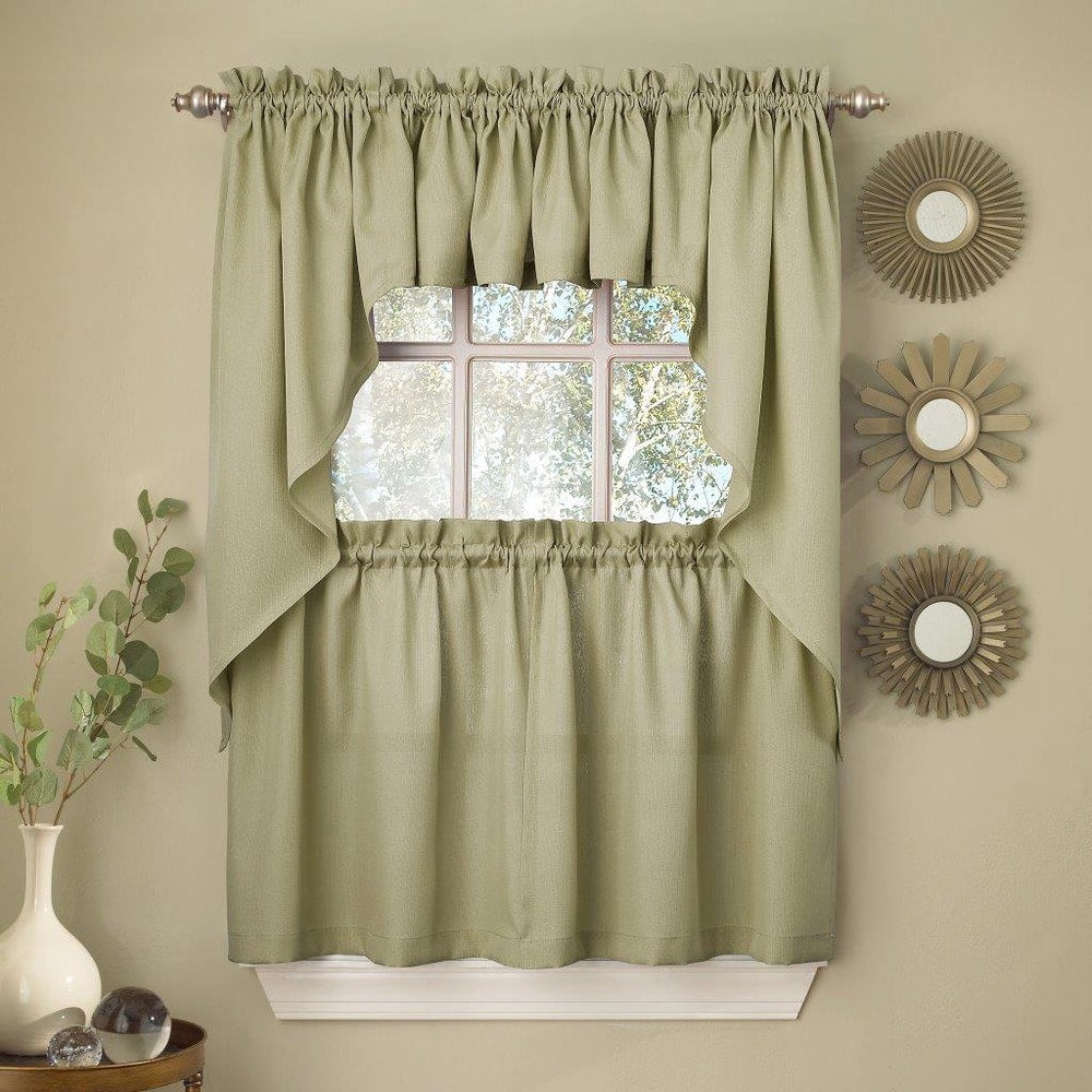 Opaque Ribcord Kitchen Curtain Pieces - Tiers/ Valances/ Swags