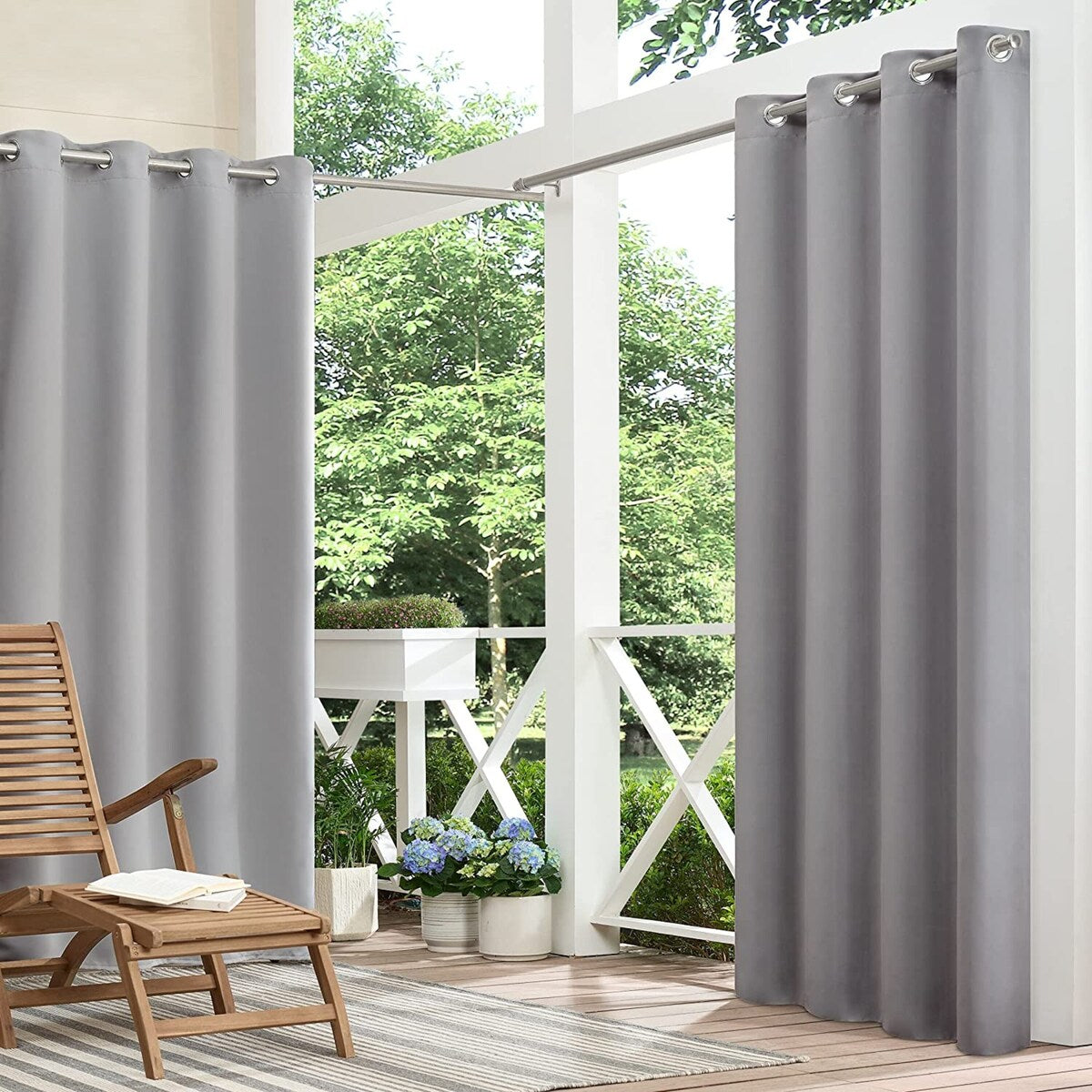 Eclipse Brockfield Waterproof Blackout Thermal Insulated Grommet Outdoor Curtain for Patio or Porch (1 Panel)