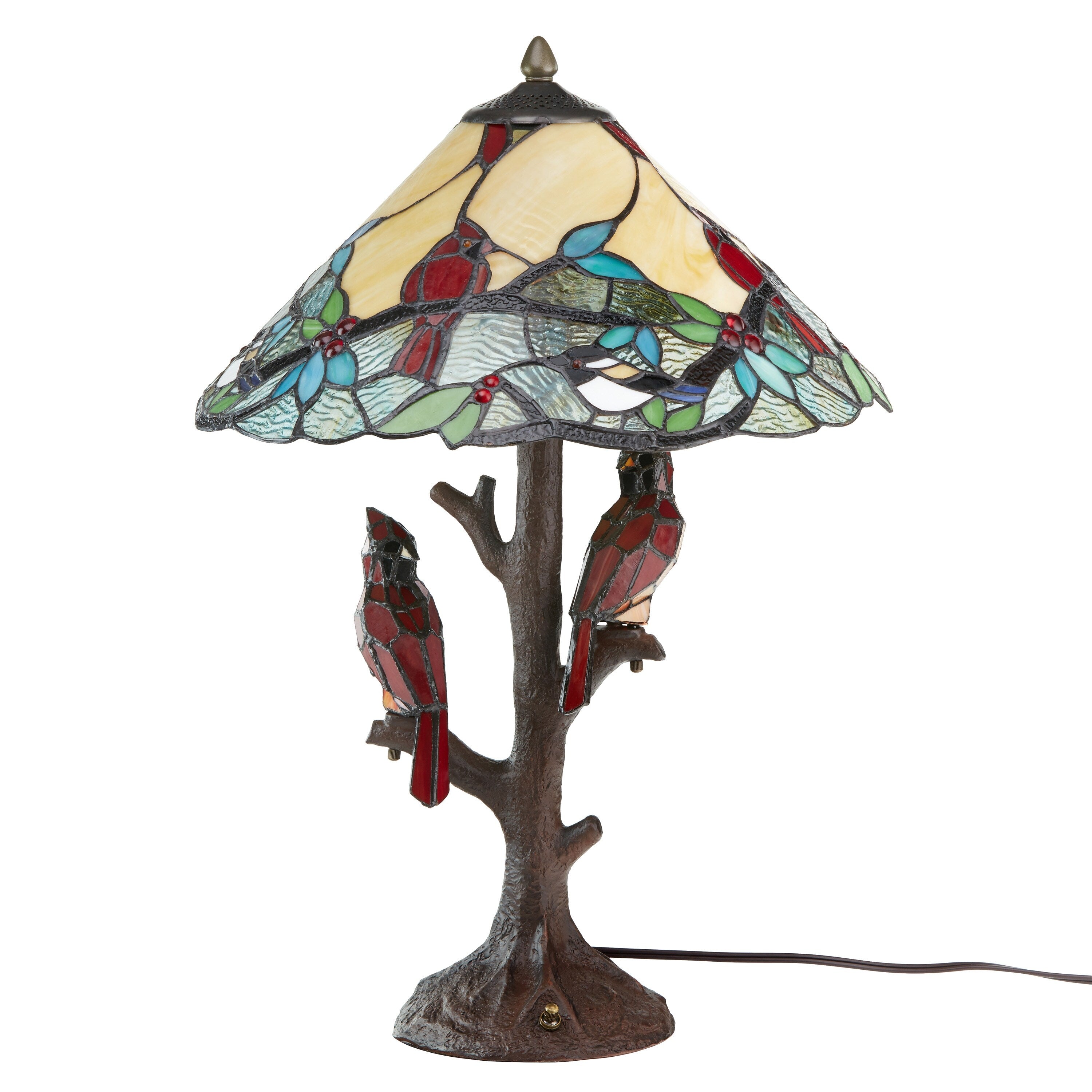 Copper Grove Tongamamao 3-light Stained Glass Cardinal Lamp (23.75 in.)