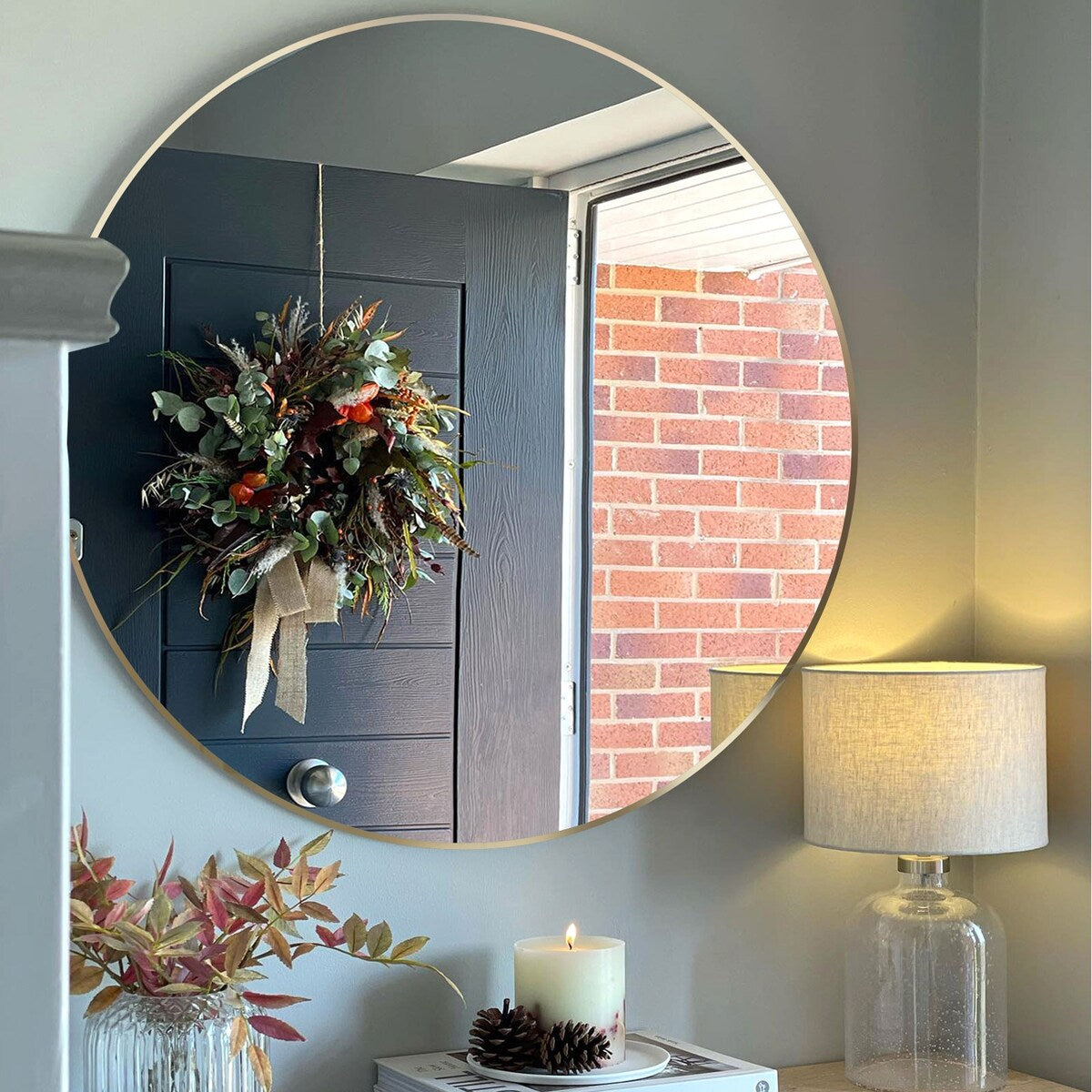 Round Mirror Wall Mounted, Circle Bathroom Vanity Wall Mirror with Metal Frame - 16/20/24/30/32/36