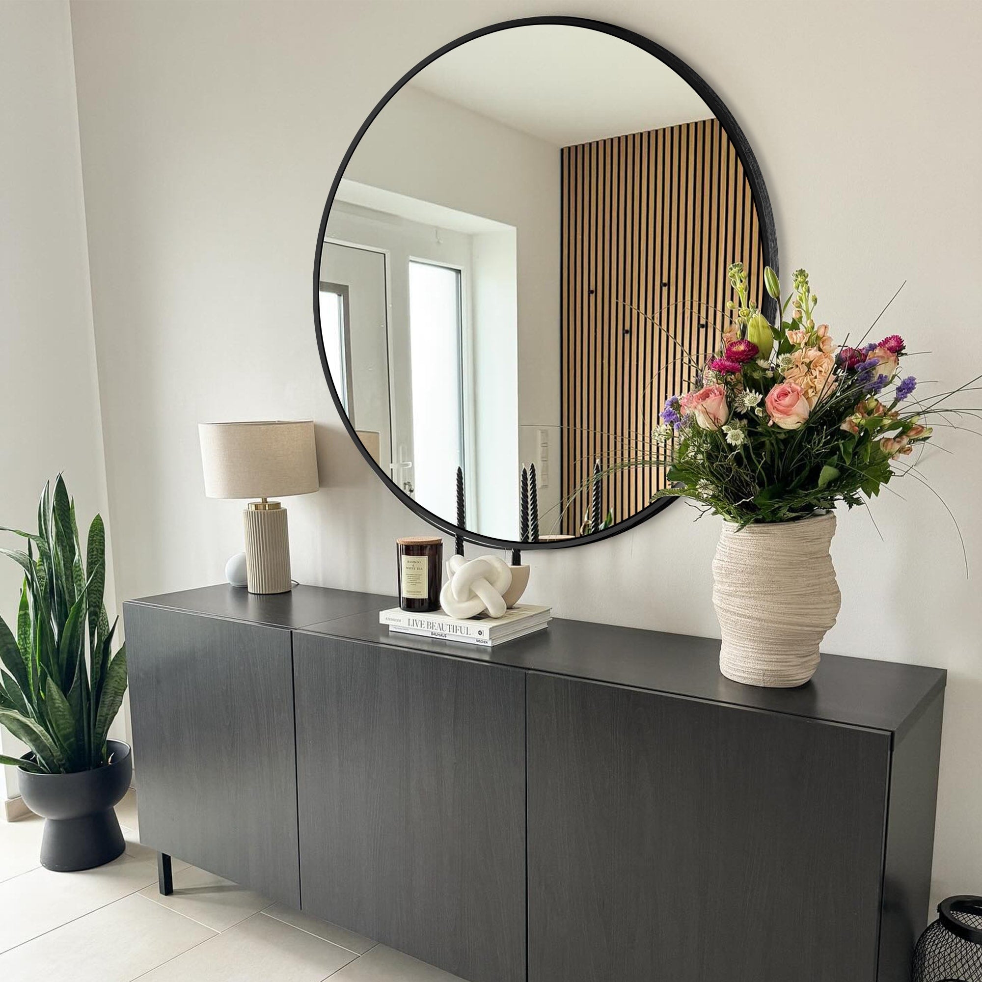 Modern Bathroom Wall Mounted Round Vanity Mirror