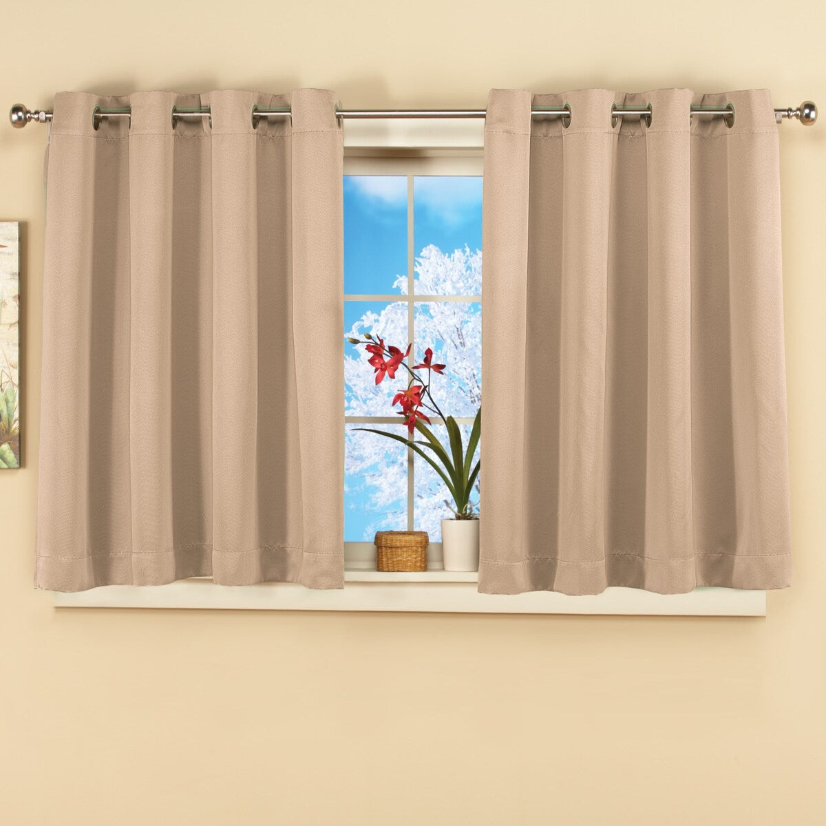 Short Blackout Window Curtain Panel with Easy Open-Close