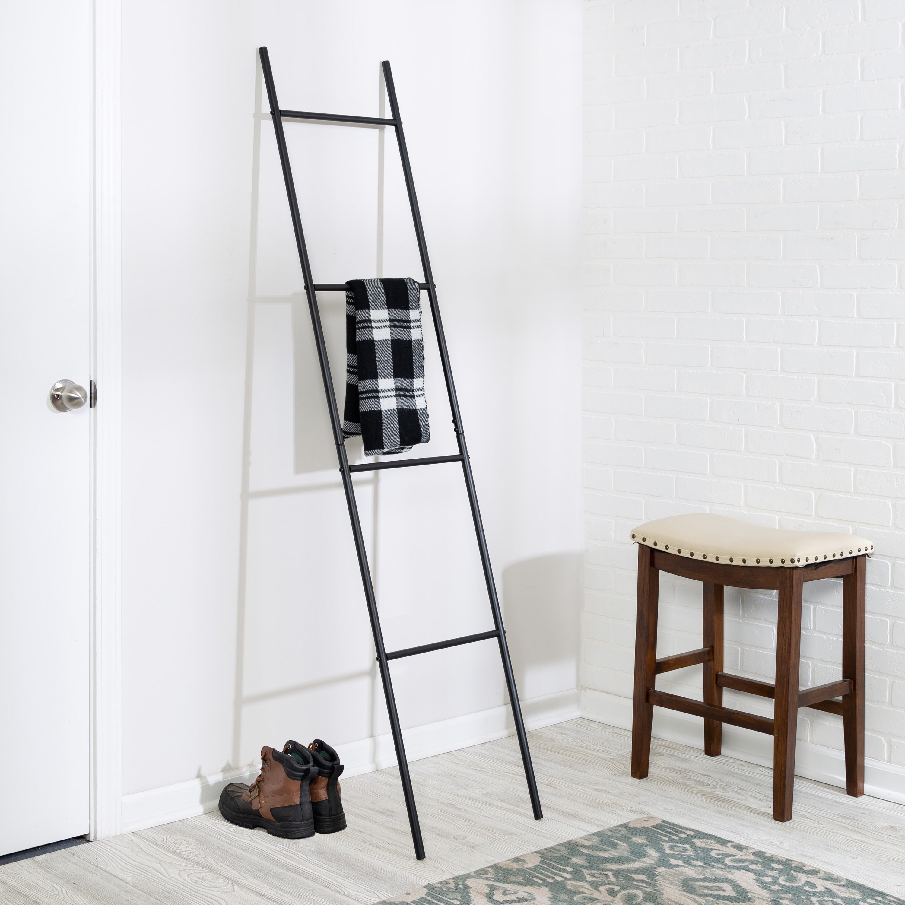 Honey-Can-Do Black Steel 4-Tier Ladder Towel or Blanket Rack