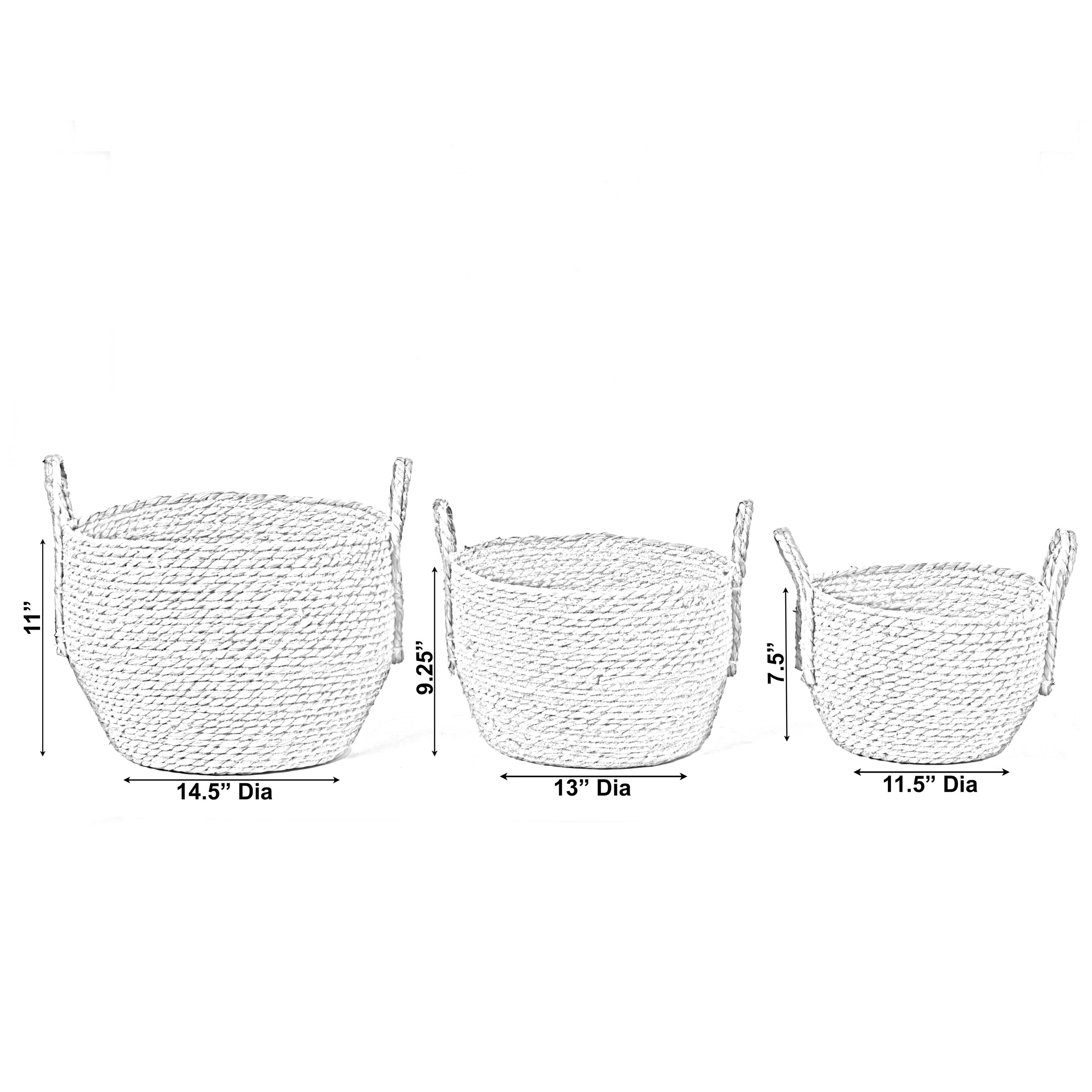 Decorative Round Wicker Woven Rope Storage Blanket Basket