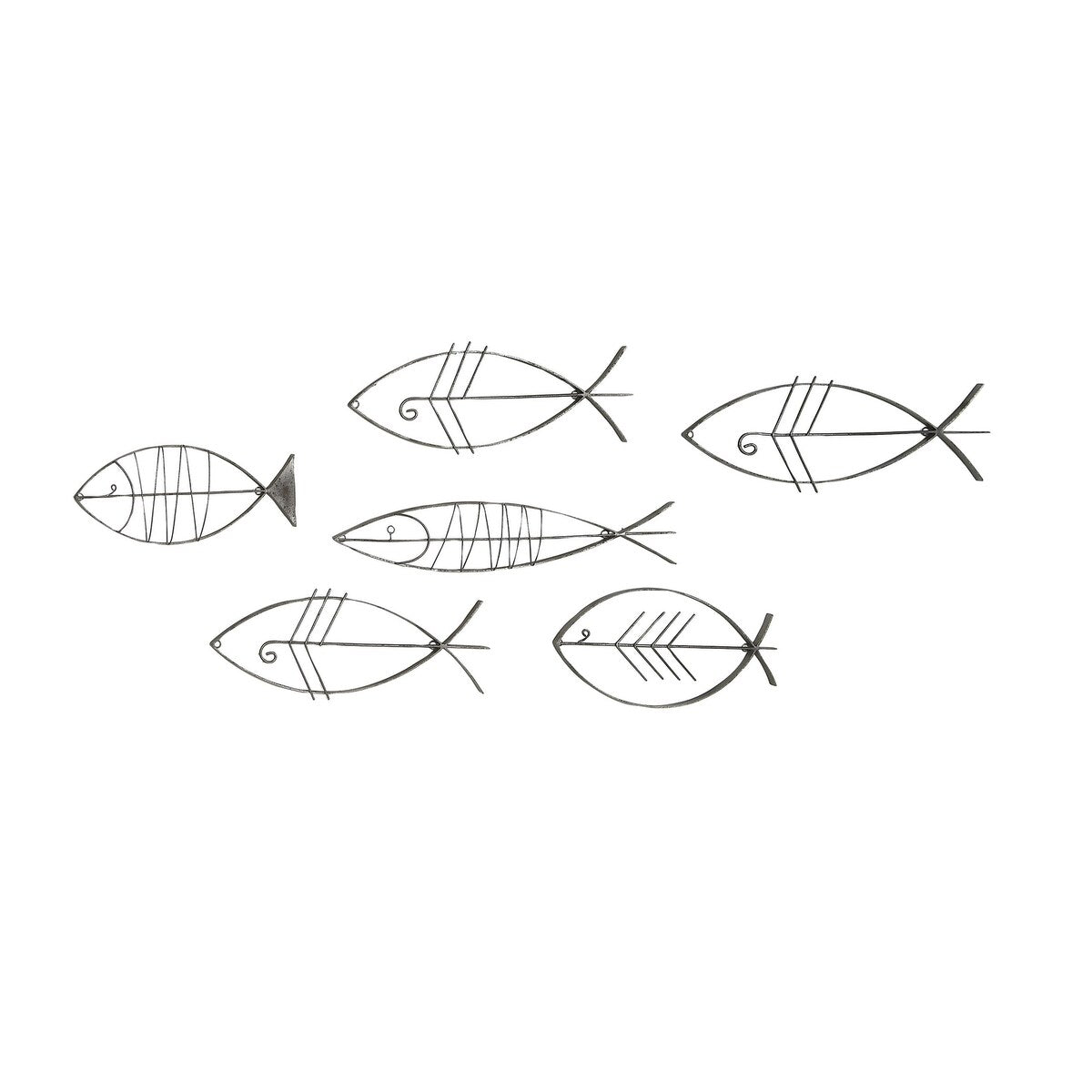 Metal Fish Indoor Outdoor Wire Home Wall Decor - Set of 6 Black - Roche River Decor