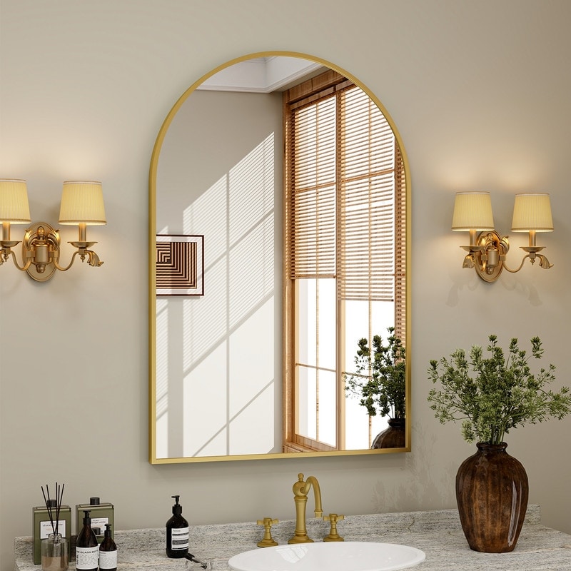 Bathroom Mirror Arch-Top Wall Mounted Decor Mirror