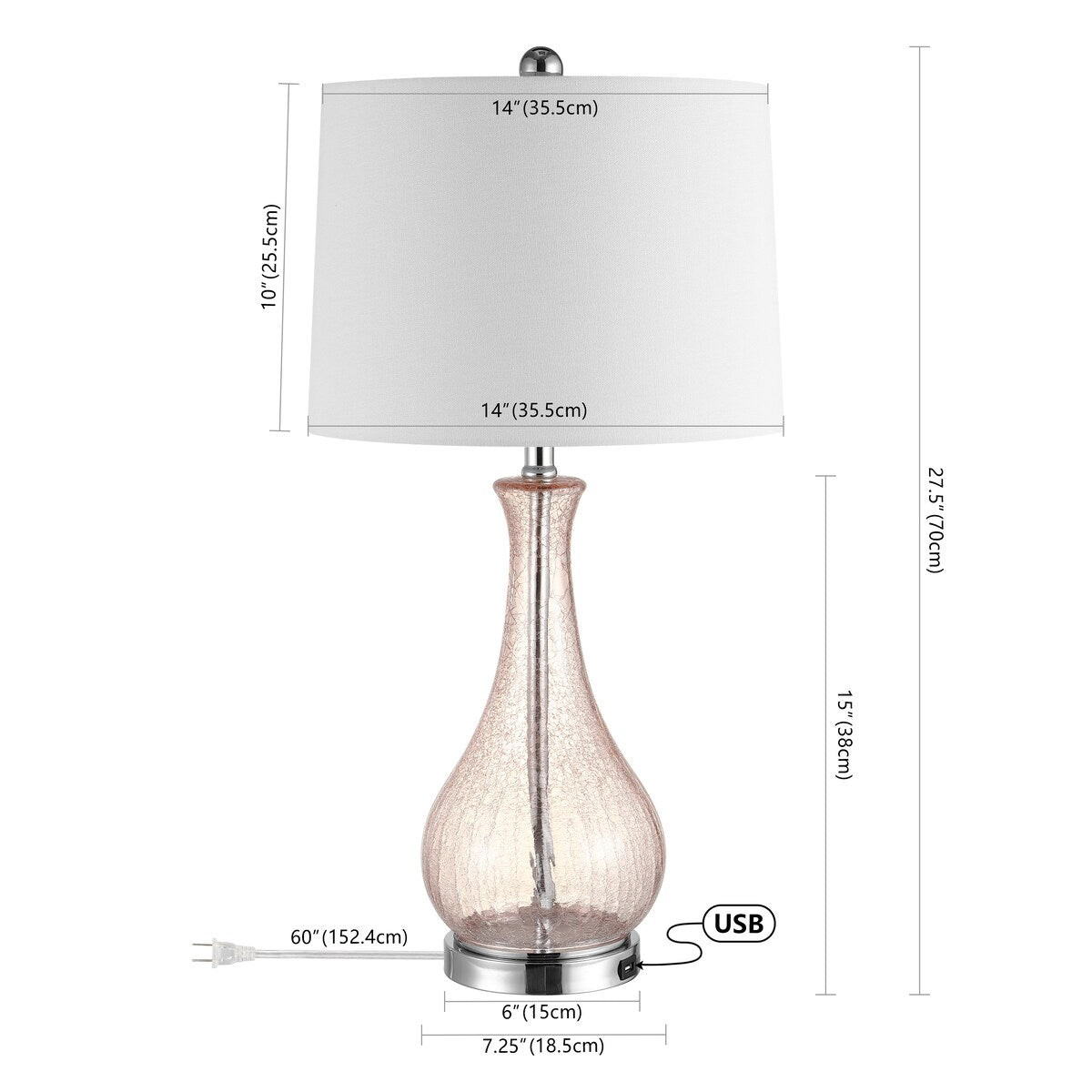 SAFAVIEH Lighting Elsgard 28-inch Crackle Glass LED Table Lamp - 14 W x 14 D x 28 H - 14Wx14Dx28H