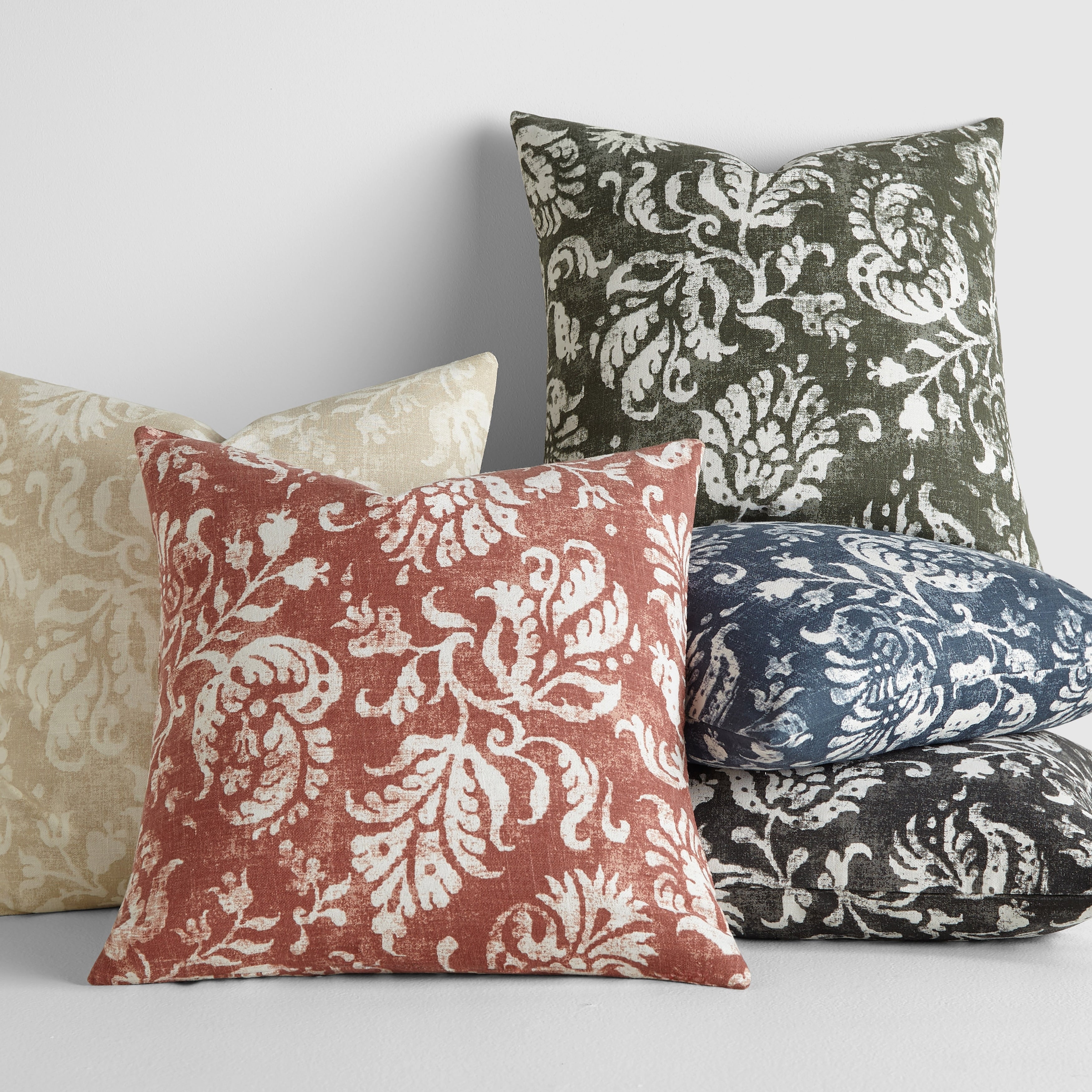 Elegant Patterns Cotton Decor Throw Pillow in Distressed Floral