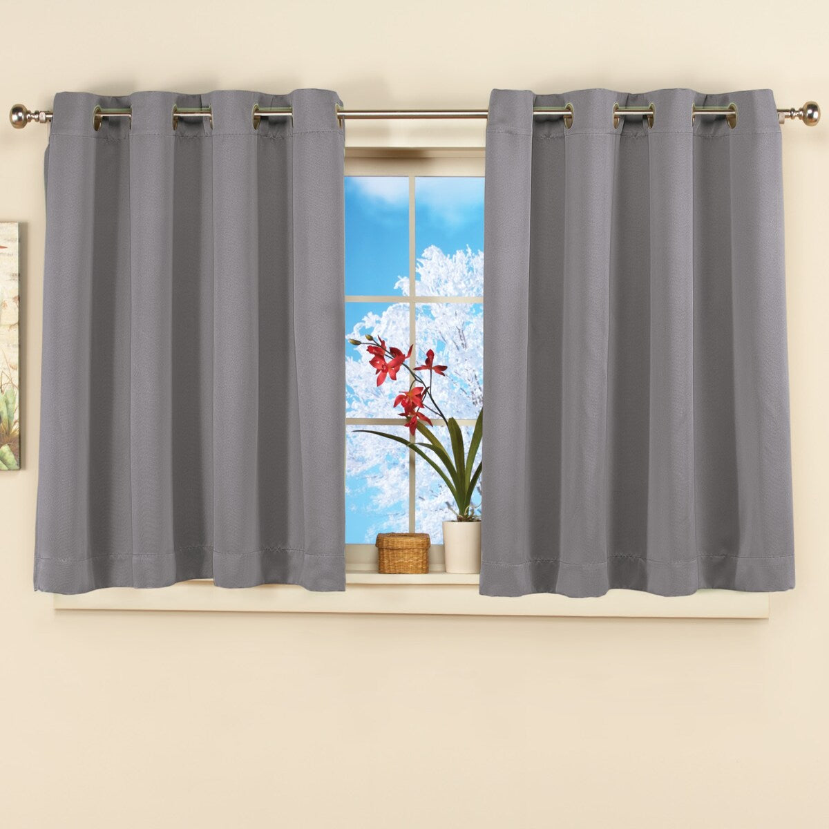 Short Blackout Window Curtain Panel with Easy Open-Close