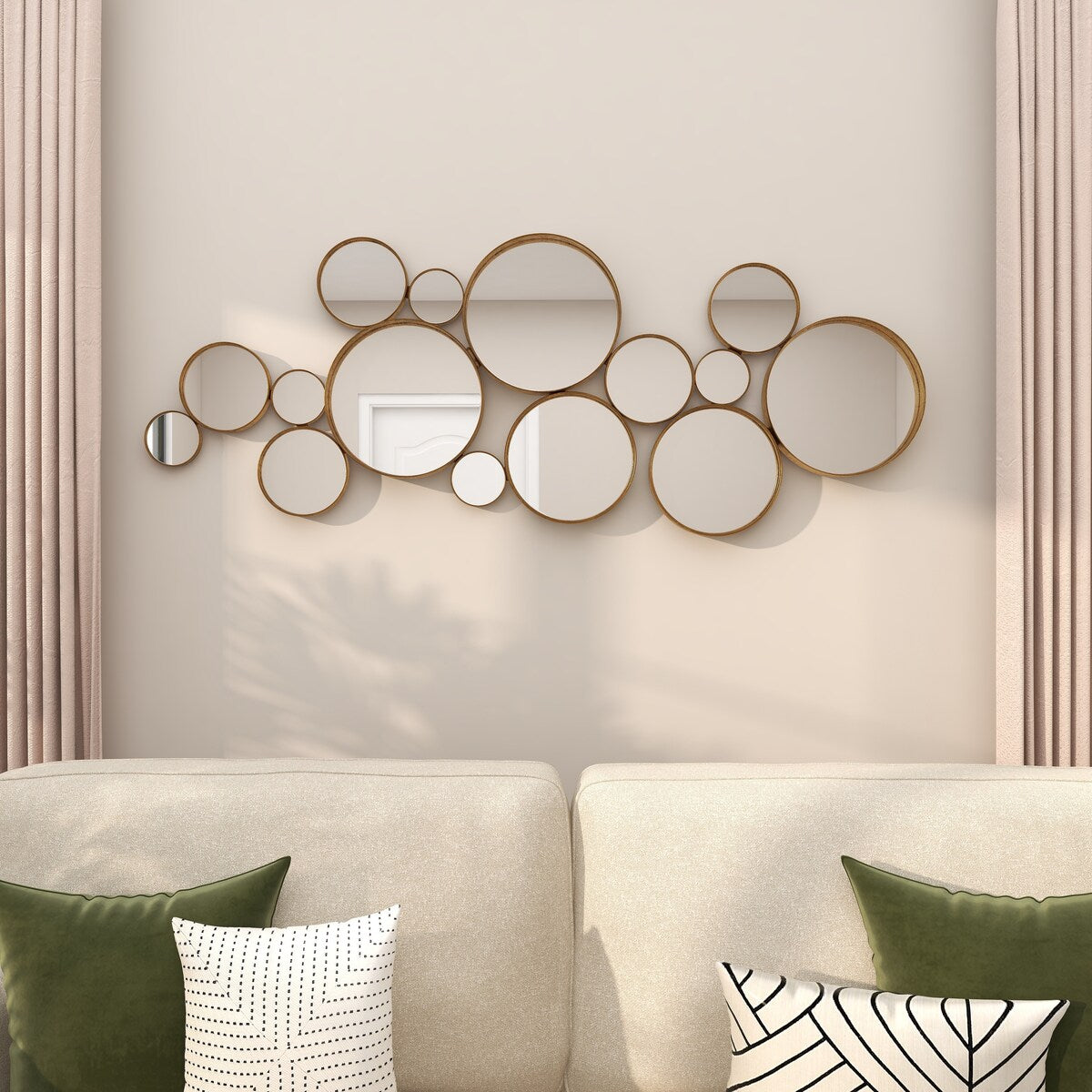 Metal Bubble Cluster Room Wall Mirror - Gold - CosmoLiving by Cosmopolitan