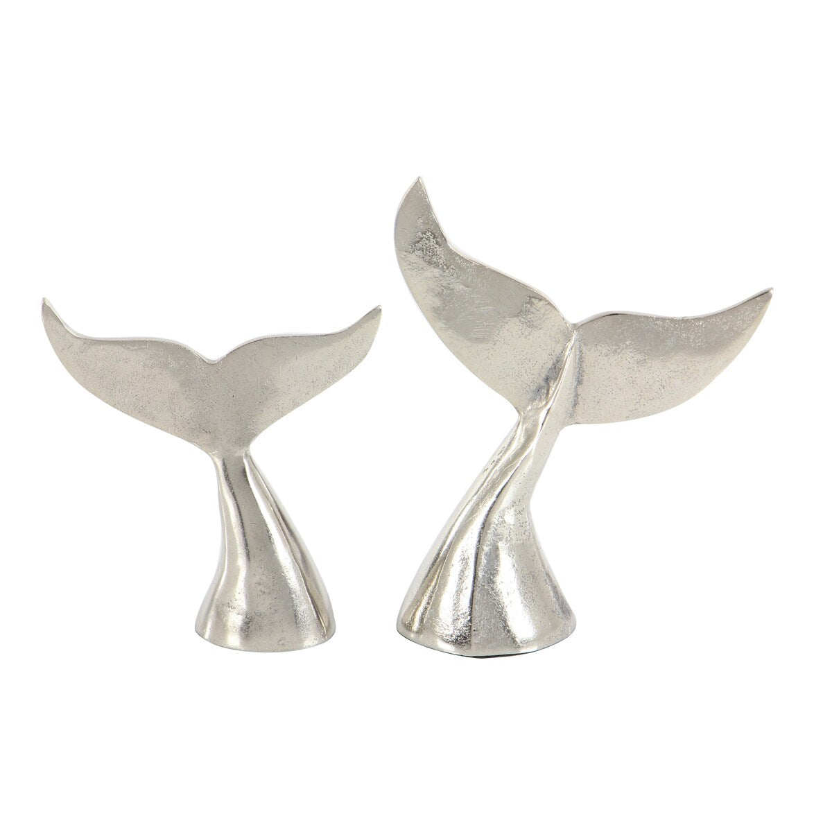 Aluminum Metal Whale Decorative Sculpture - Set of 2 Silver - Roche River Decor