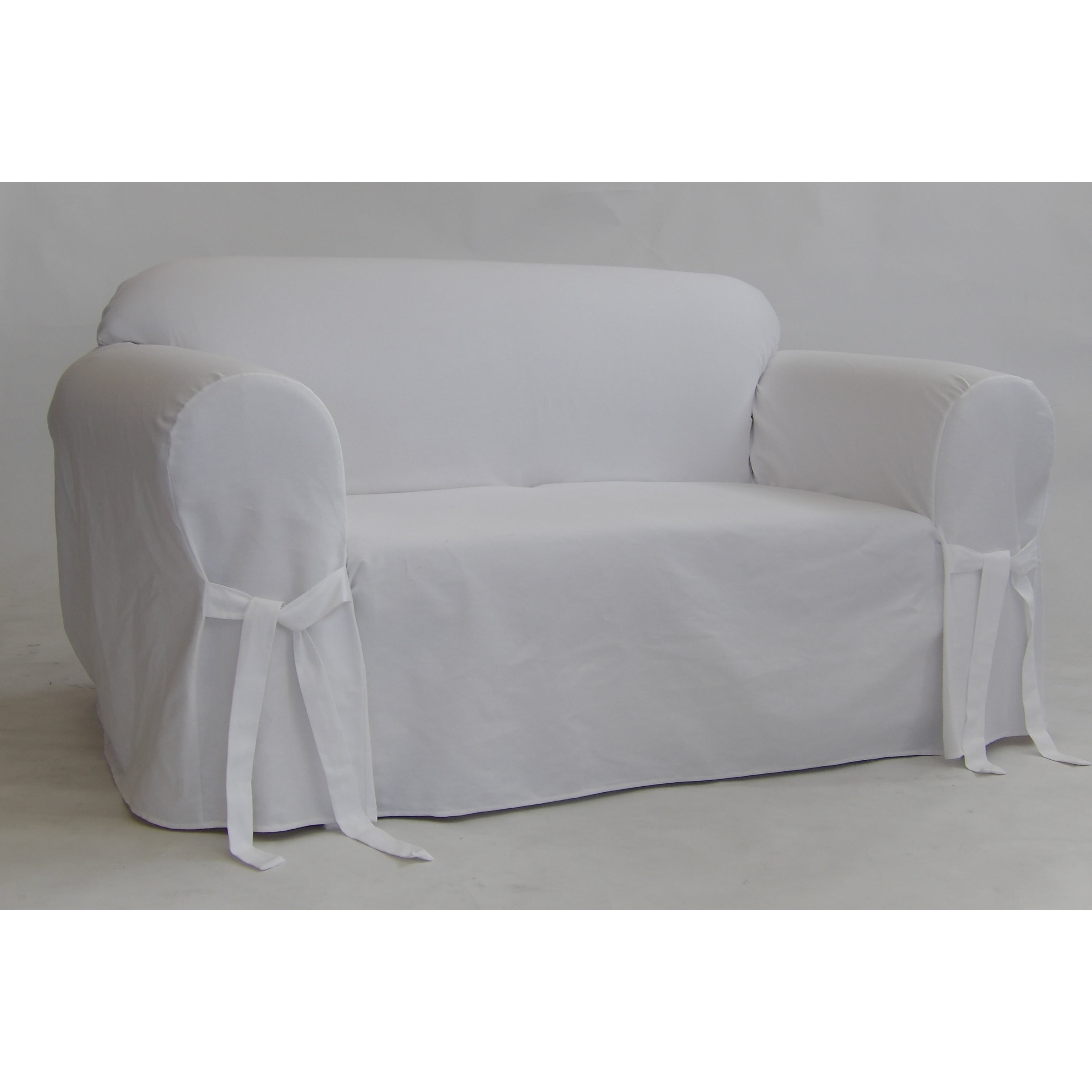 Classic Slipcovers White Twill Loveseat Slipcover