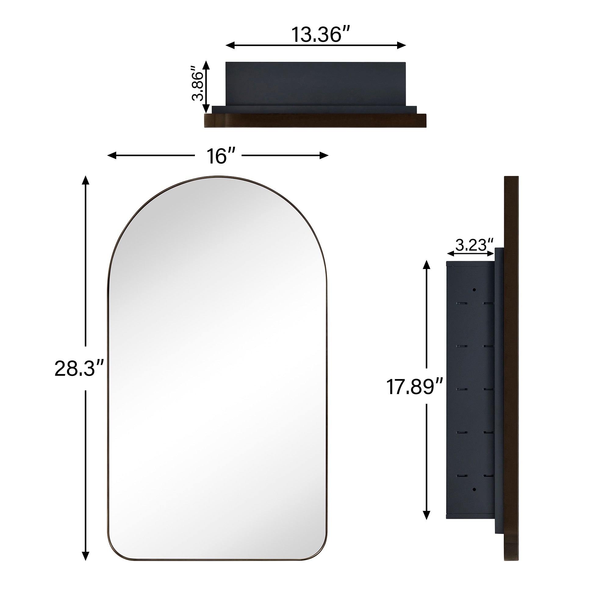 TEHOME Aristes Recessed Framed Medicine Cabinet with Mirror and Adjustable Shelves