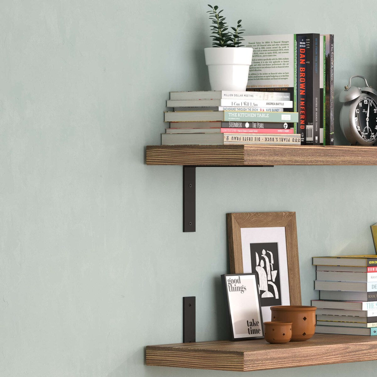 Cervo 60 in x11.25 in Rustic Floating Shelves for Wall - 2 Pcs - Burnt