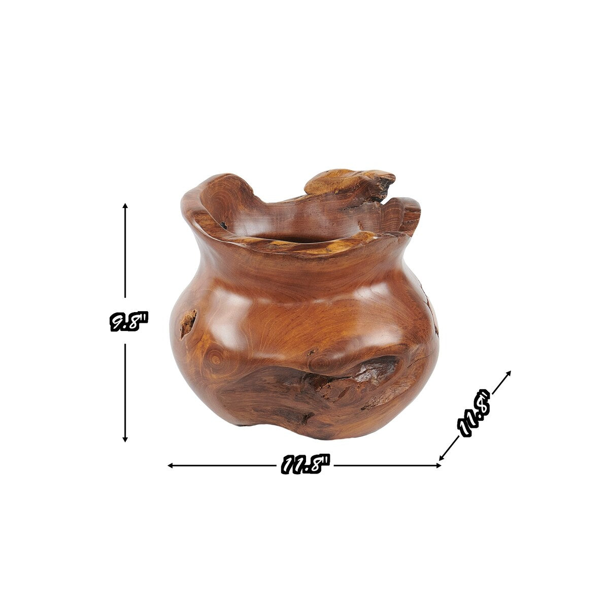 Teak Wood Handmade Decorative Cowak Vase Gentong