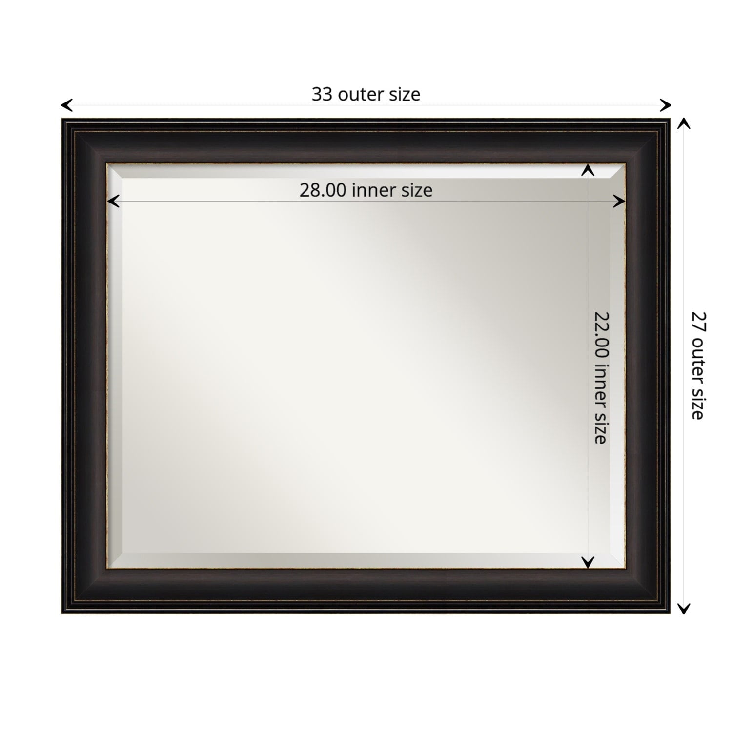 Beveled Bathroom Wall Mirror - Trio Oil Rubbed Bronze Frame - Trio Oil Rubbed Bronze