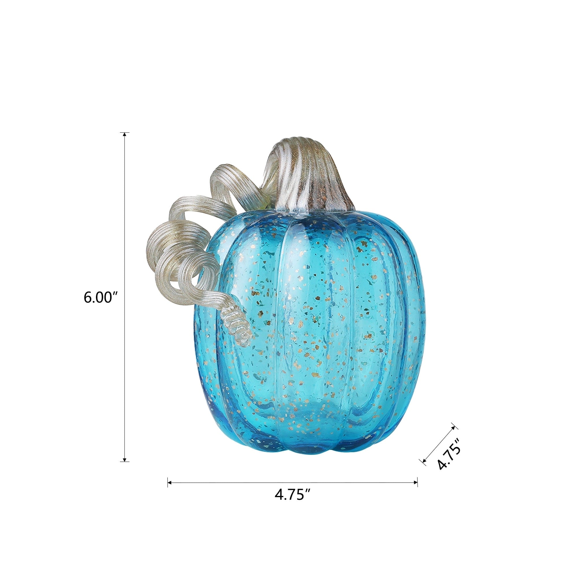 Glitzhome Hand Blown Blue Glass Pumpkin Thanksgiving Table Decor Christmas Gifts