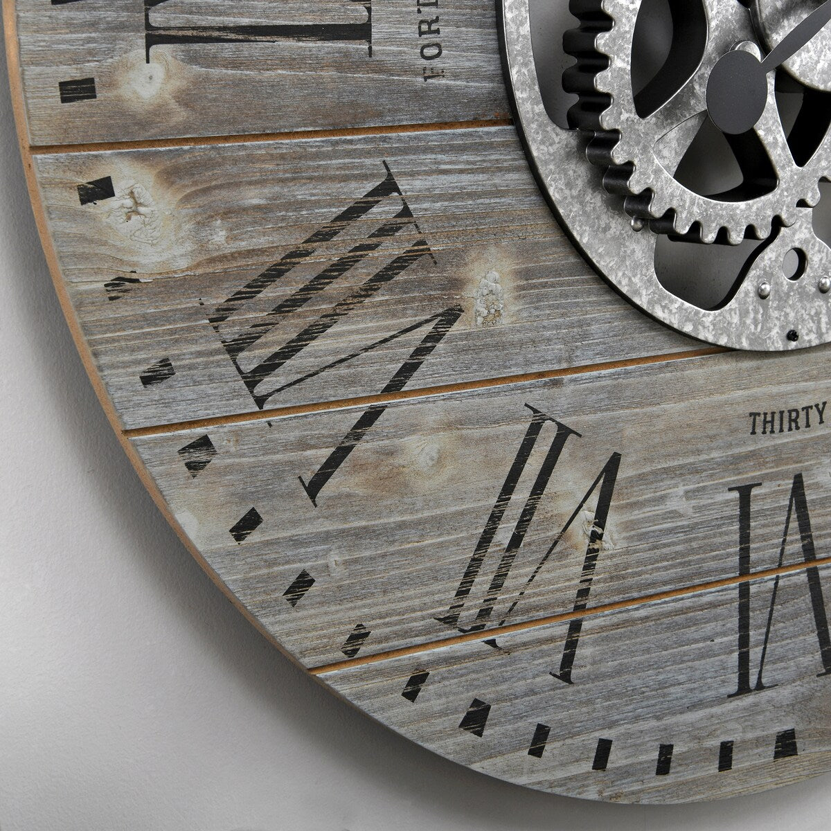 FirsTime & Co. Shiplap Steampunk Farmhouse Wall Clock