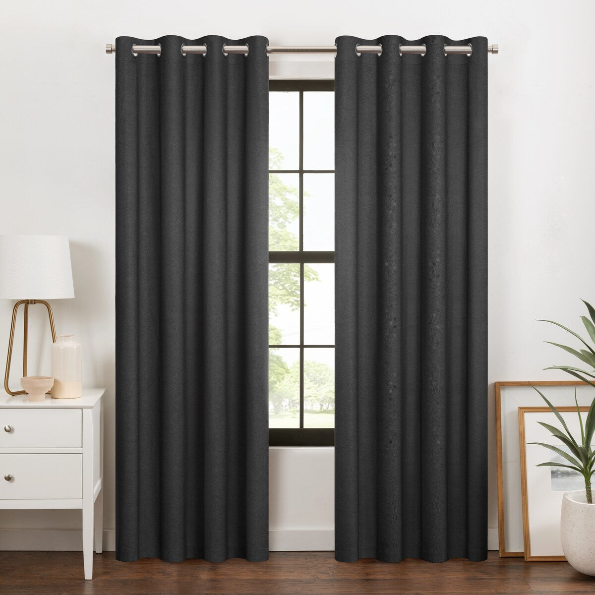 Eclipse Blackout Curtains, Larissa Solid Grommet Curtains