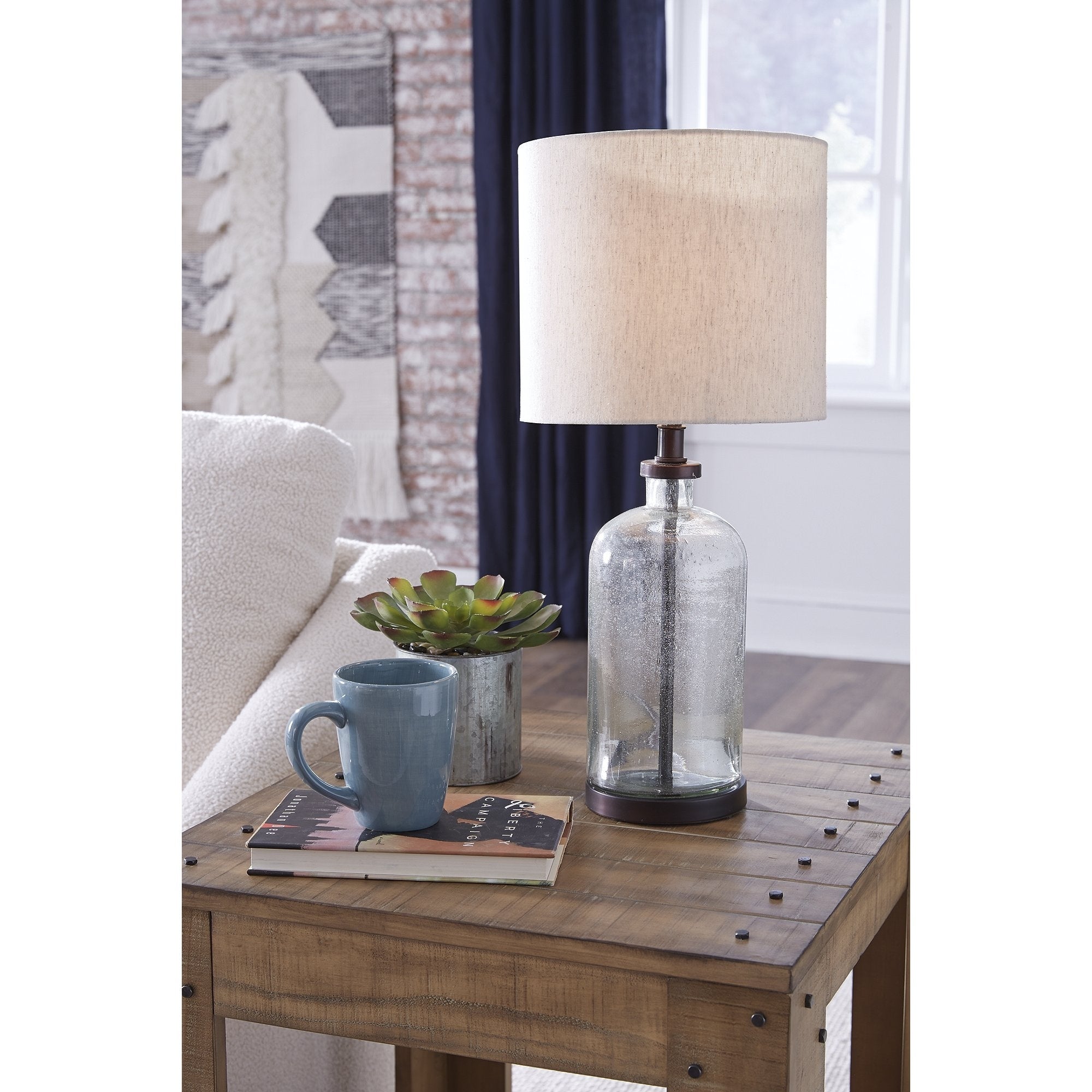 Bandile Modern Farmhouse Glass Table Lamp - 10W x 10D x 22H