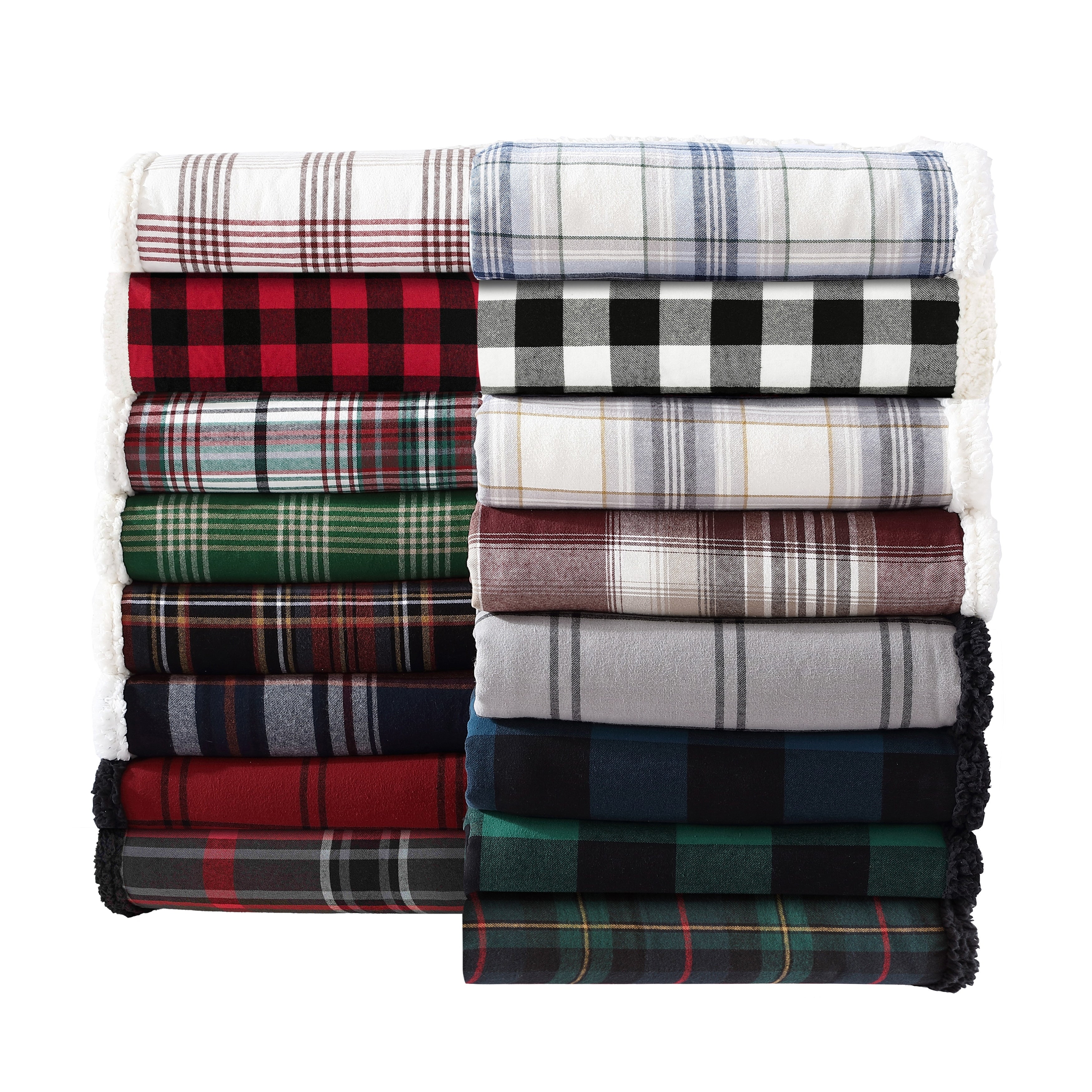 Eddie Bauer Cotton Flannel/Shearling Reverse Throw Blanket