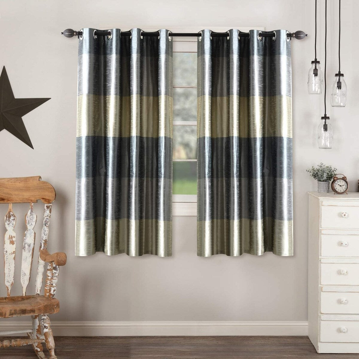 Deco Window 2 Pcs Blackout Curtain Panels Room Darkening Privacy with Thermal Insulation & Eyelets