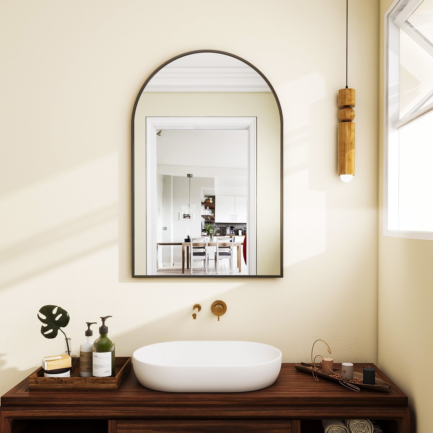 Bathroom Mirror Arch-Top Wall Mounted Decor Mirror