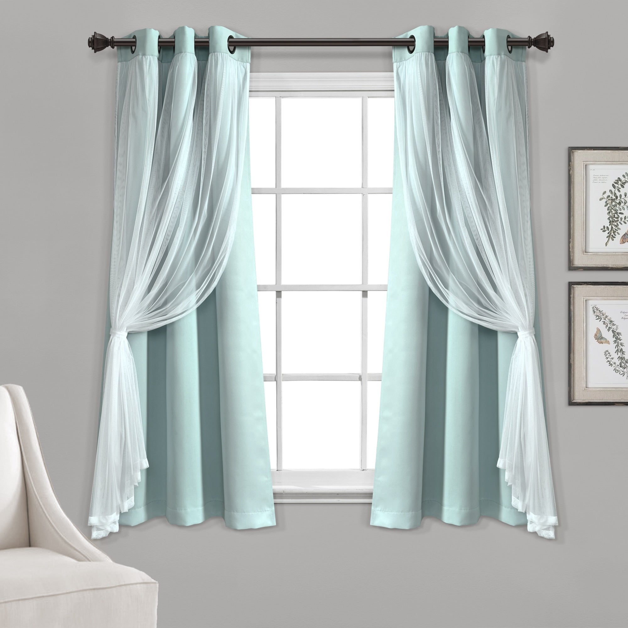 Lush Decor Grommet Sheer Panel Pair with Insulated Blackout Lining