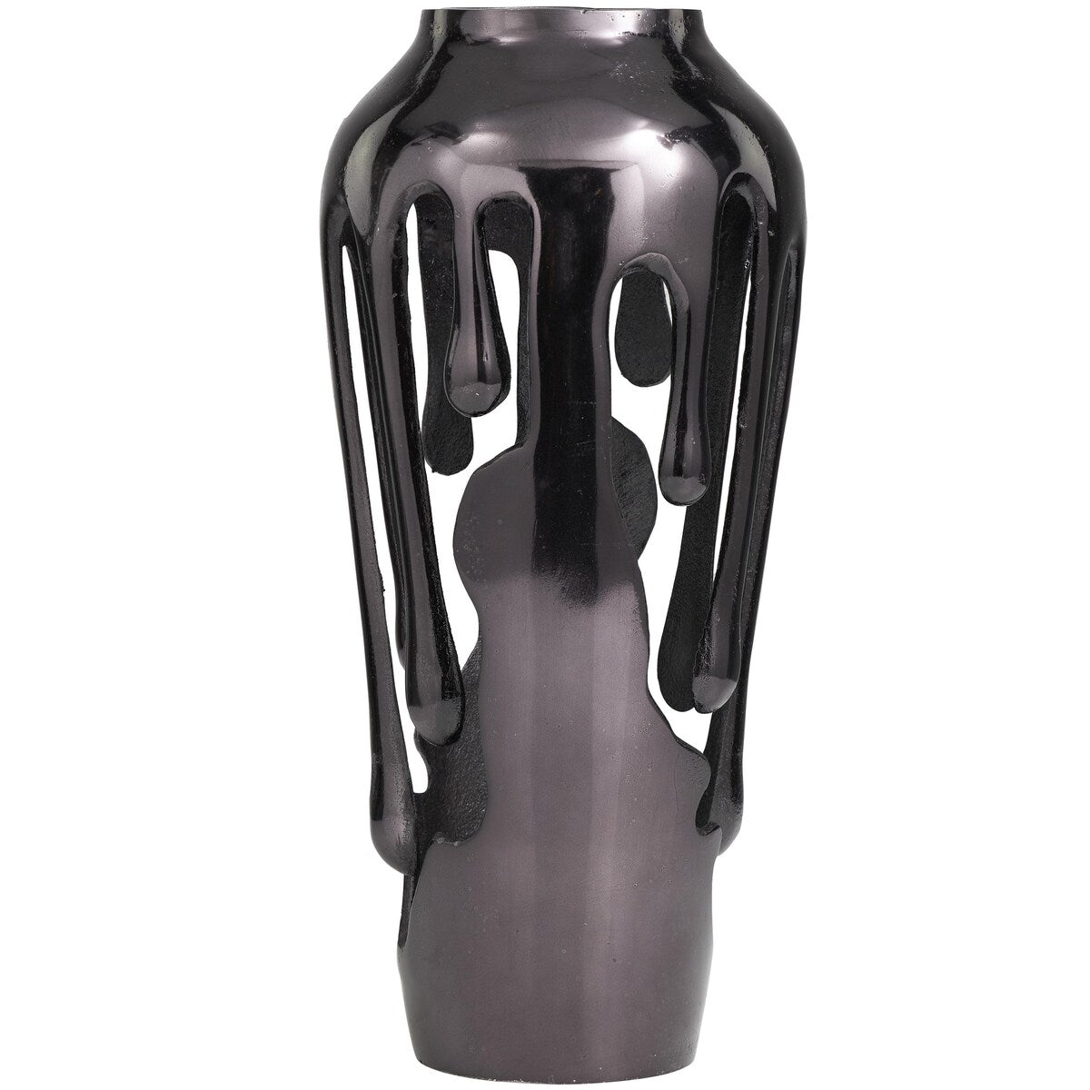 Aluminum Metal Drip Decorative Vase with Melting Designed Body - Silver, Gold or Black - Roche River Decor