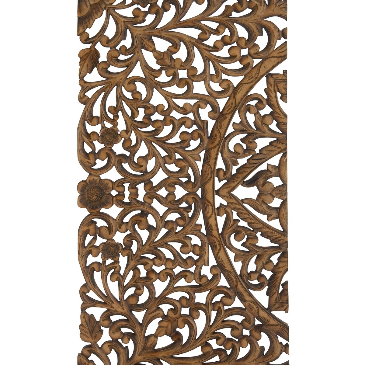 Wooden Floral Handmade Intricately Carved Home Wall Decor - Set of 3 Brown - Roche River Decor