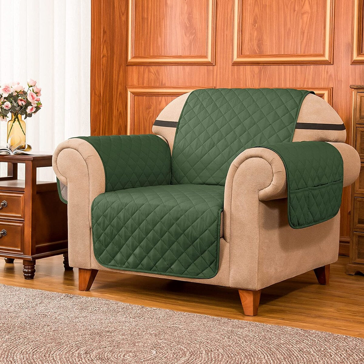 Subrtex Armchair Reversible Couch Cover Quilted Slipcover Furniture Protector