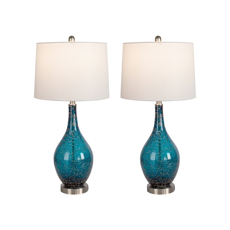 Glass USB Table Lamps (Set of 2 )Modern Bedside Desk Lamp