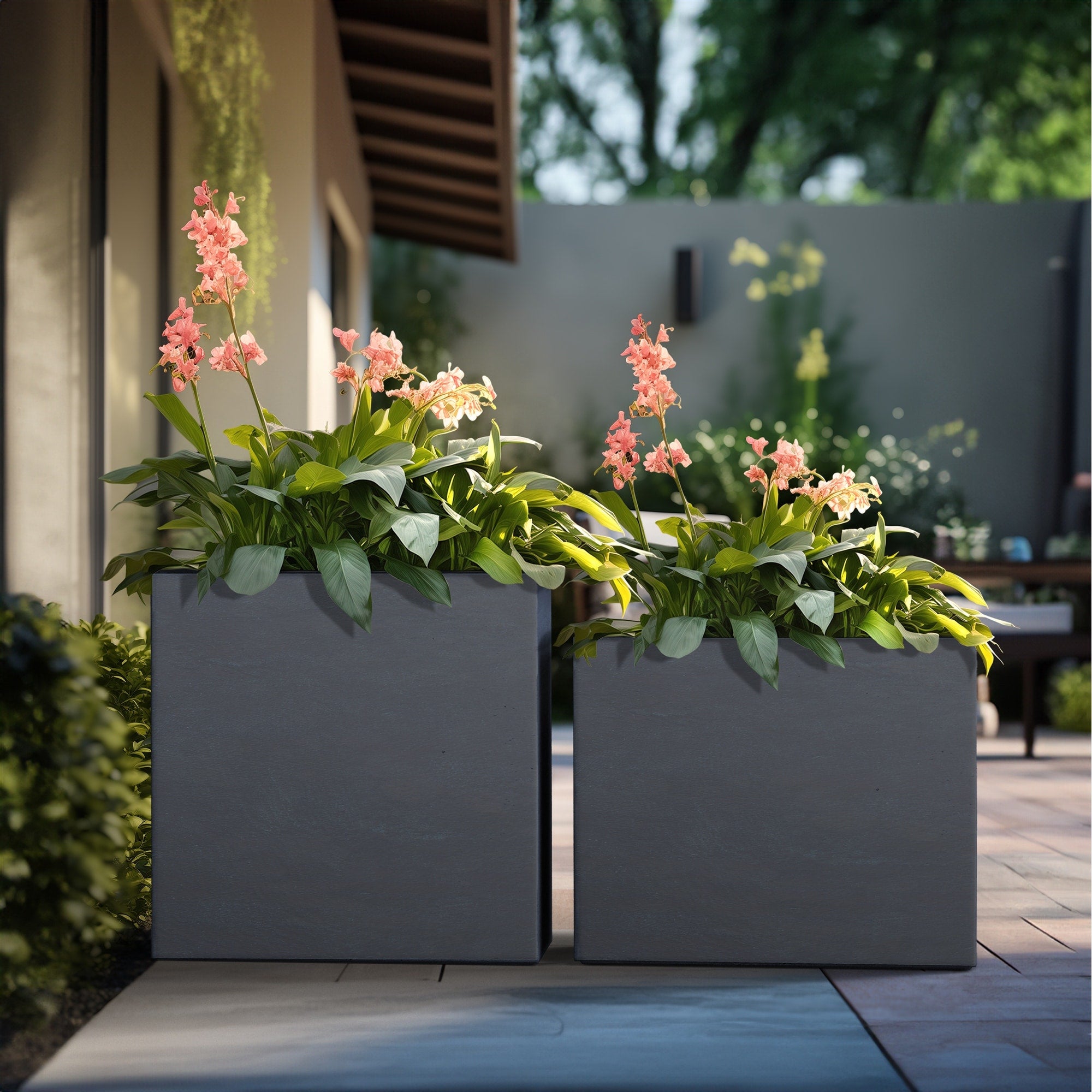 Tall Concrete Rectangle Plant Boxes / Large Indoor and Outdoor Flower Planters