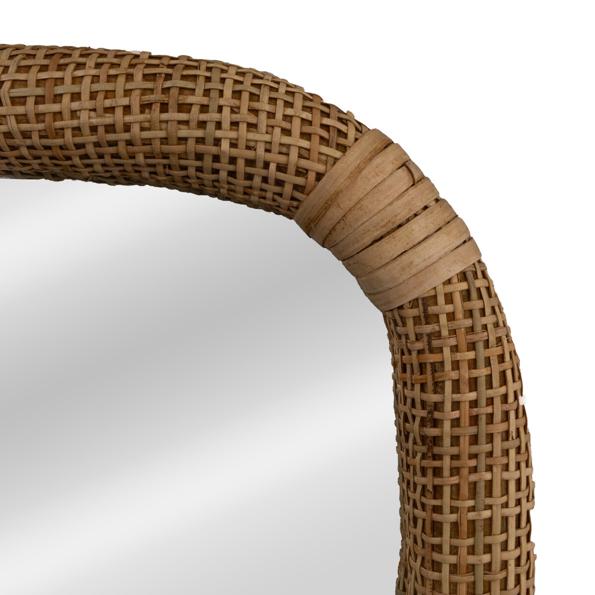 Wood and Rattan Wavy Mirror